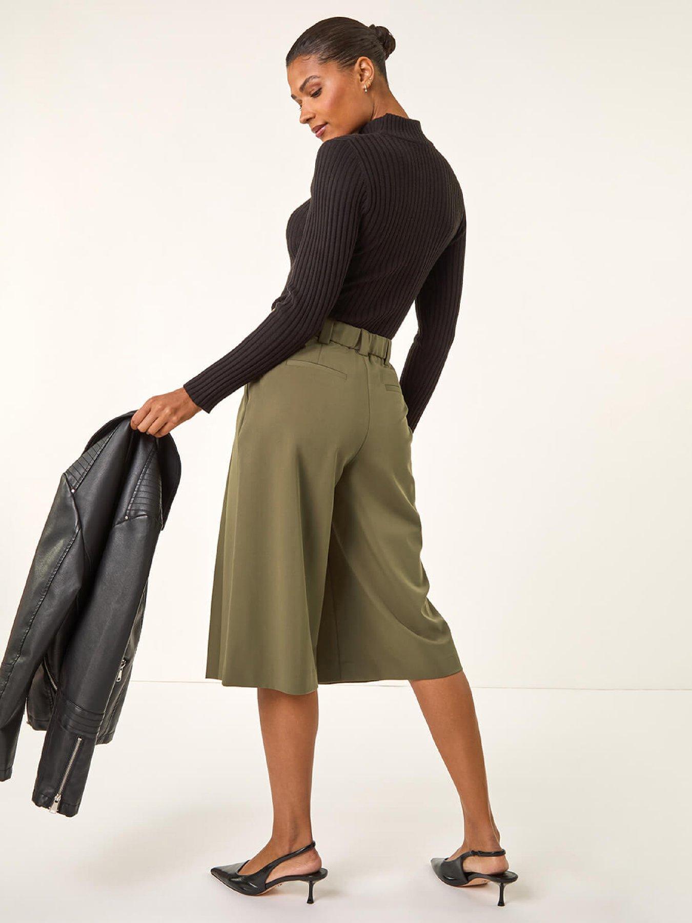 roman-pleat-front-stretch-culottes-olivestillFront