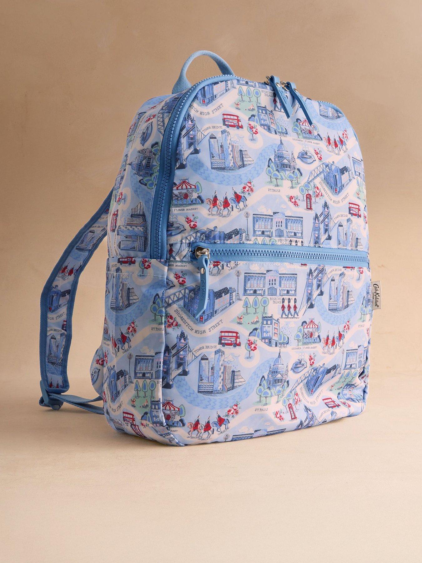 Image 1 of 4 of Cath Kidston Foldaway Backpack London Town Print - Blue