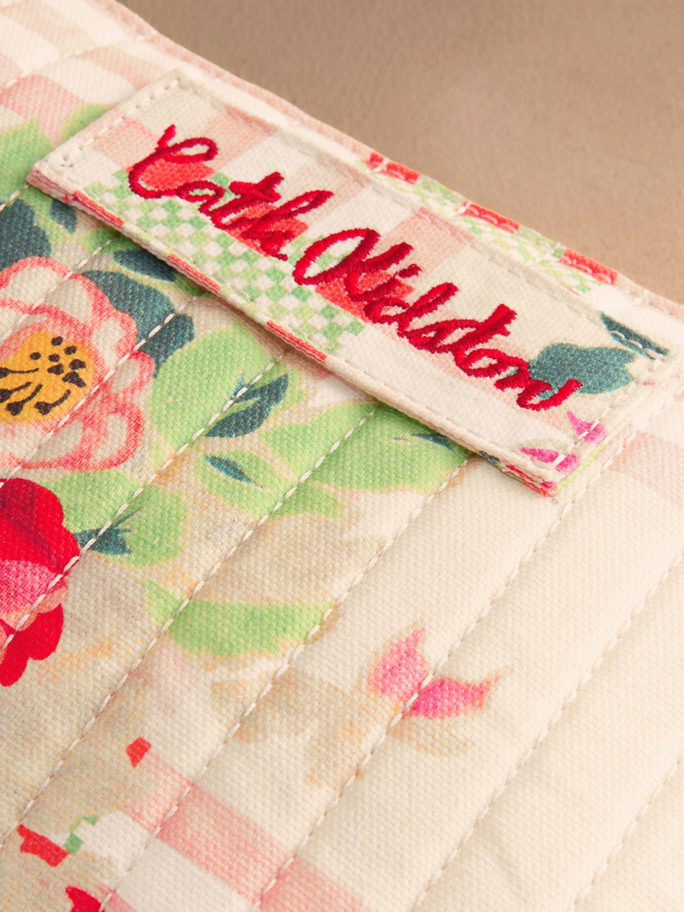 Image 2 of 3 of Cath Kidston Quilted Pouch Archive Floral Check Print - Cream