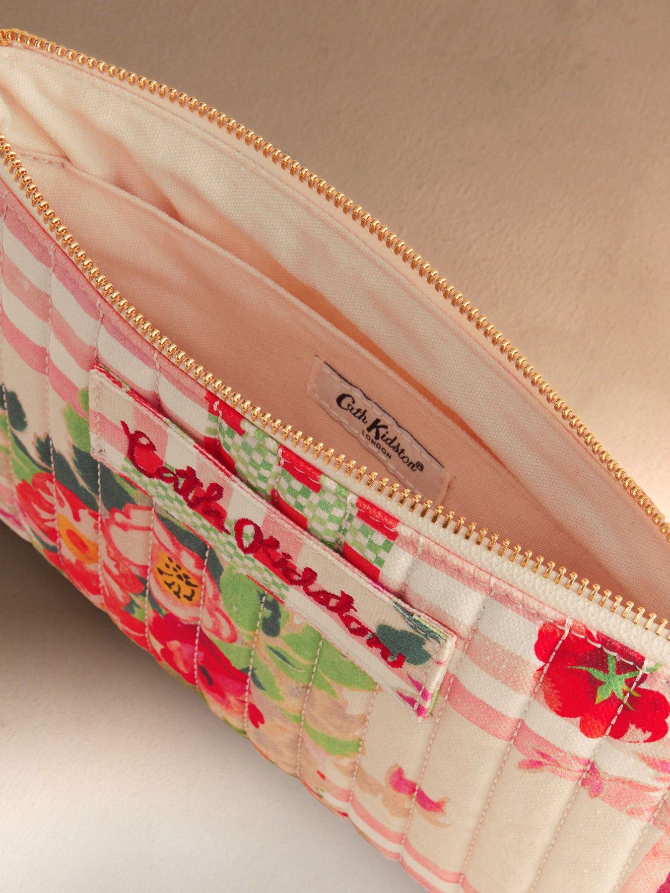 Image 3 of 3 of Cath Kidston Quilted Pouch Archive Floral Check Print - Cream