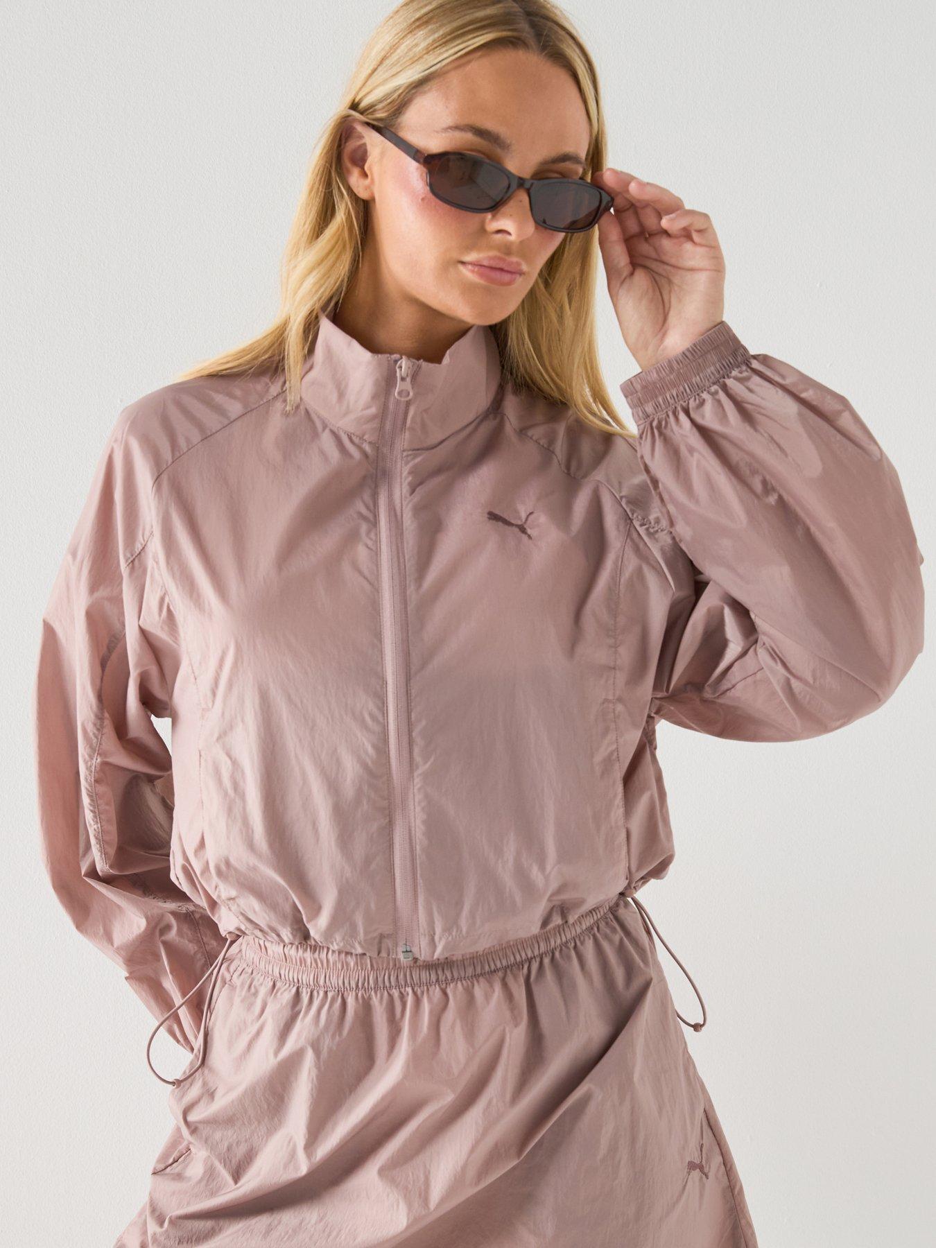 Image 1 of 4 of Puma Womens Her Relaxed Full-Zip Woven Jacket - Beige