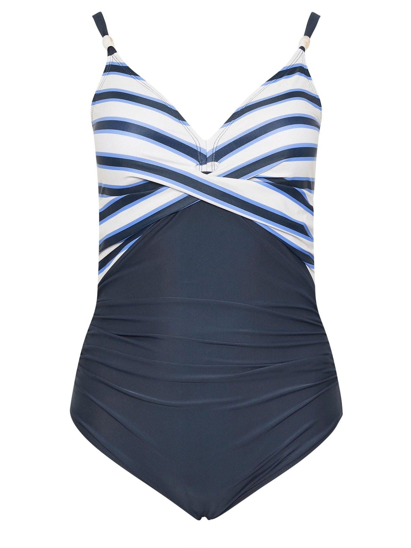Image 6 of 6 of Yours Curve Nautical Stripe Swimsuit