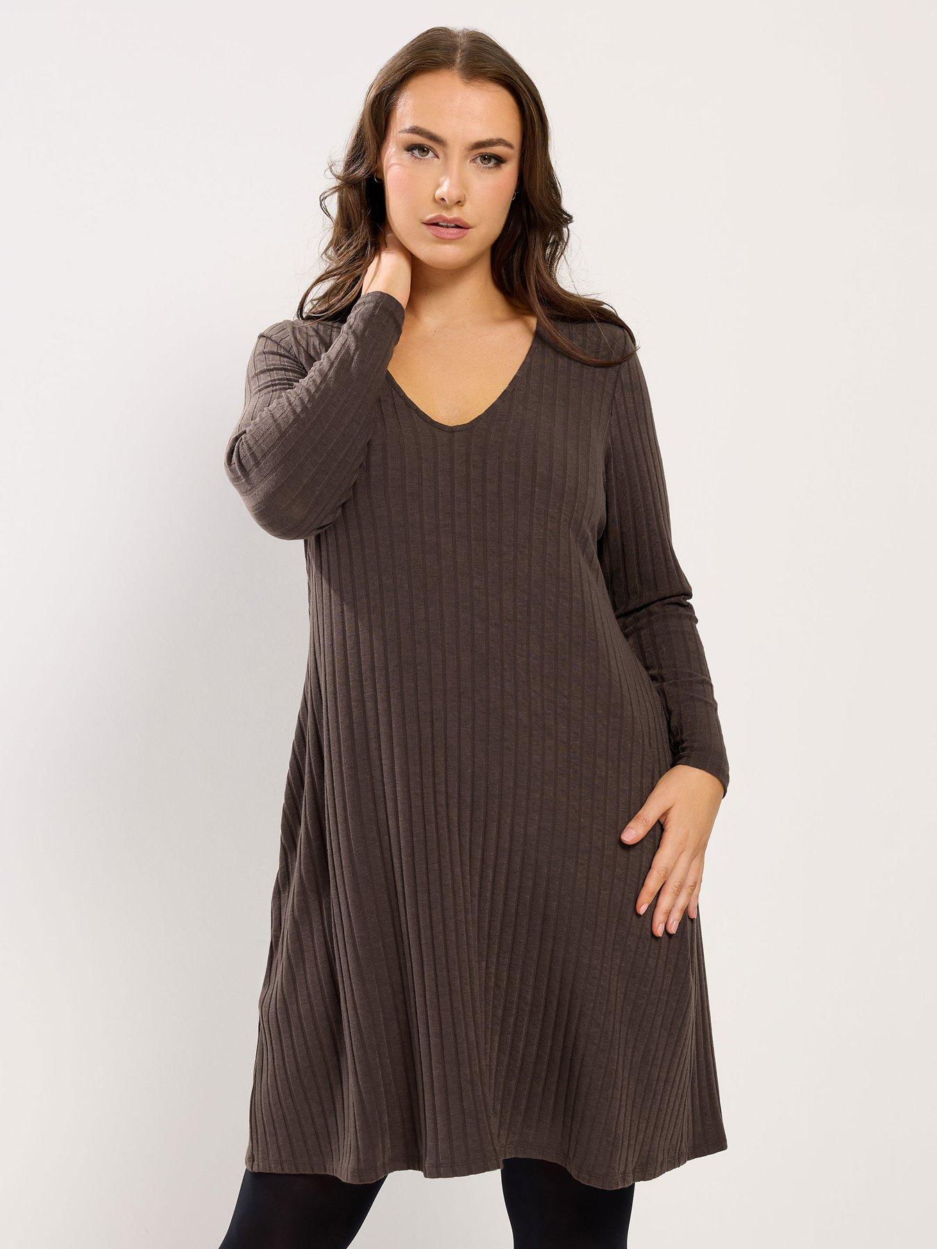 yours-curve-short-flare-wide-rib-dress