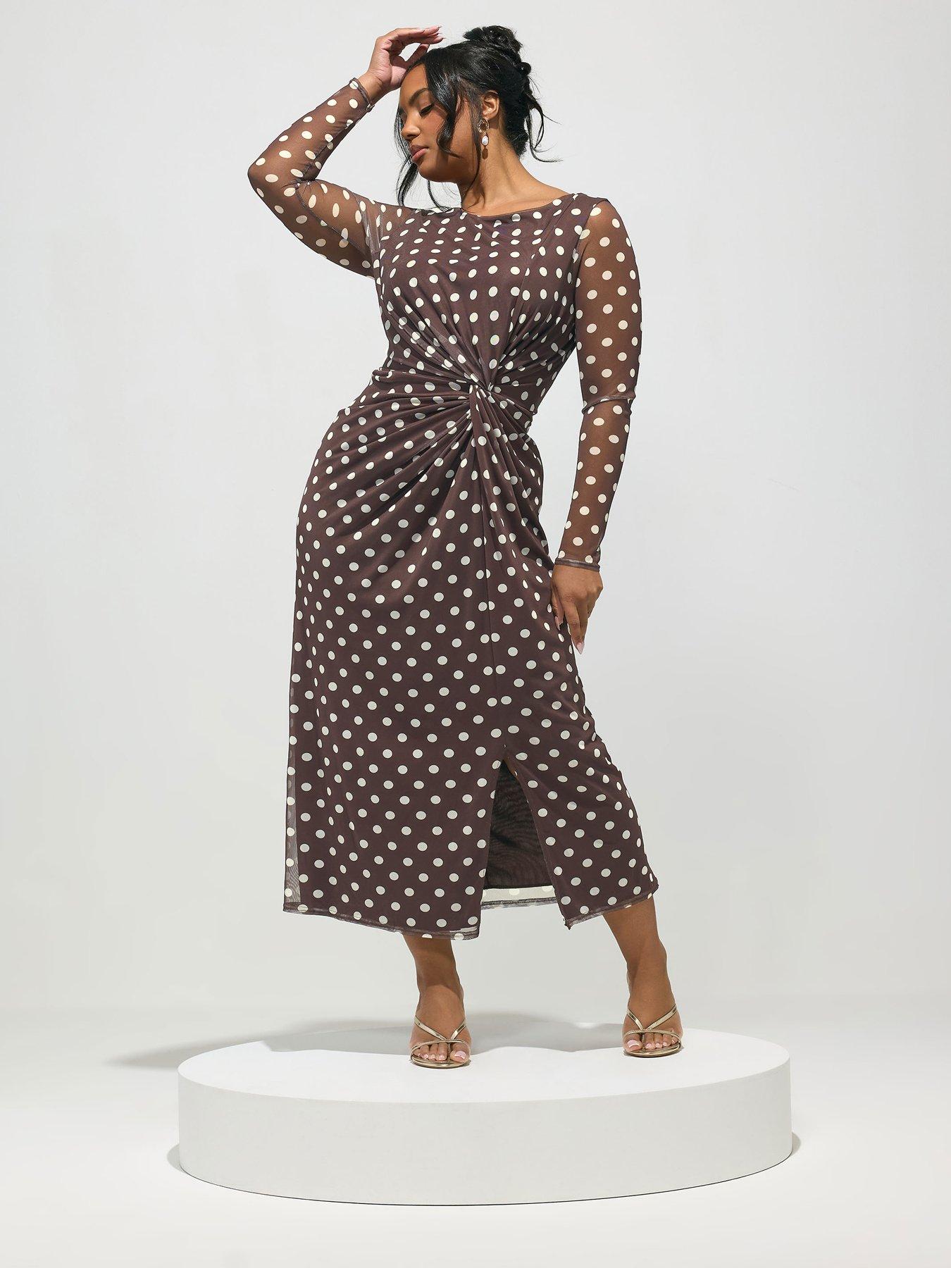 yours-curve-polkadot-side-knot-dressfront