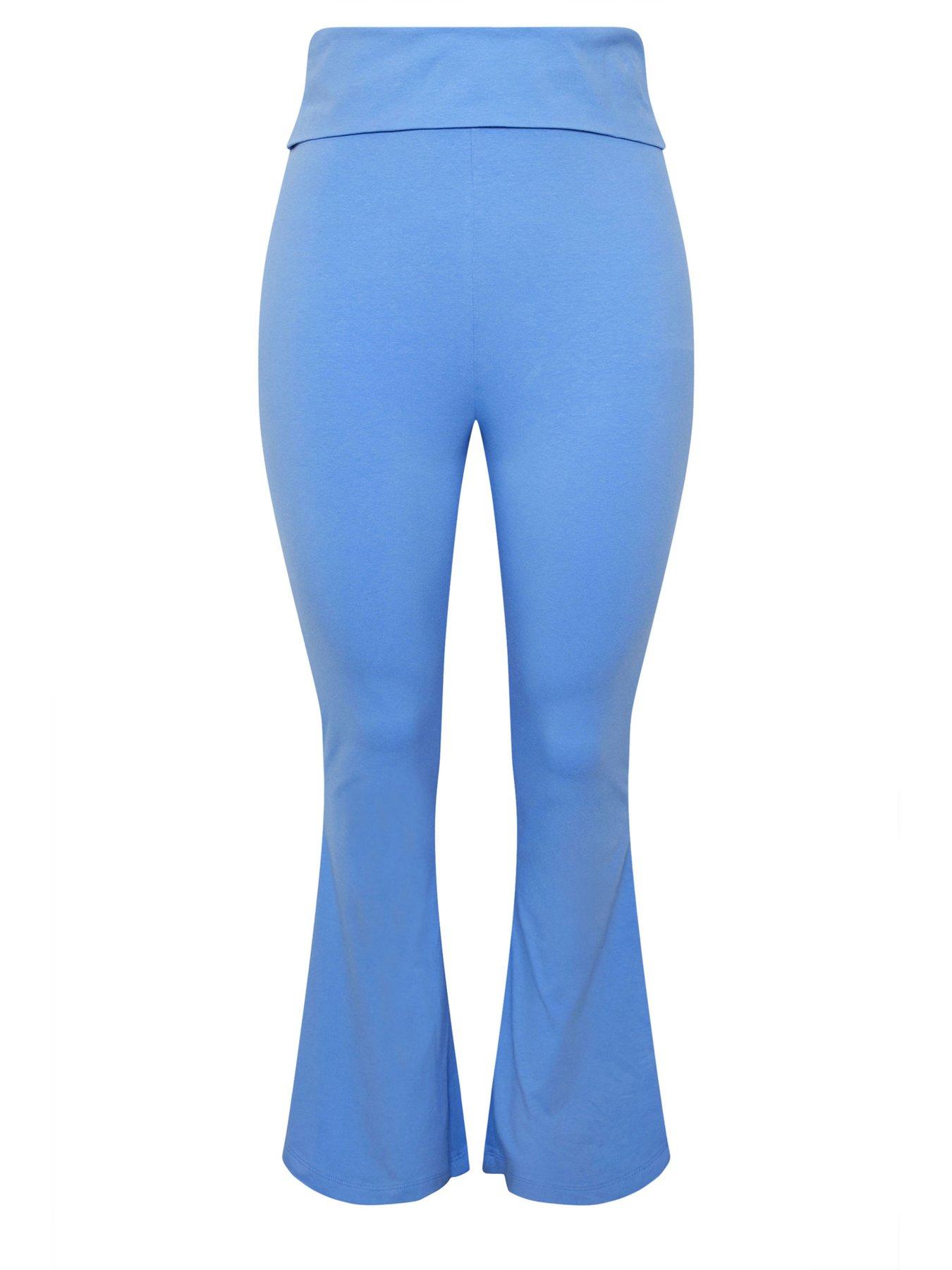 Image 5 of 5 of Yours Curve Fold Over Kick Flare Trousers - Blue