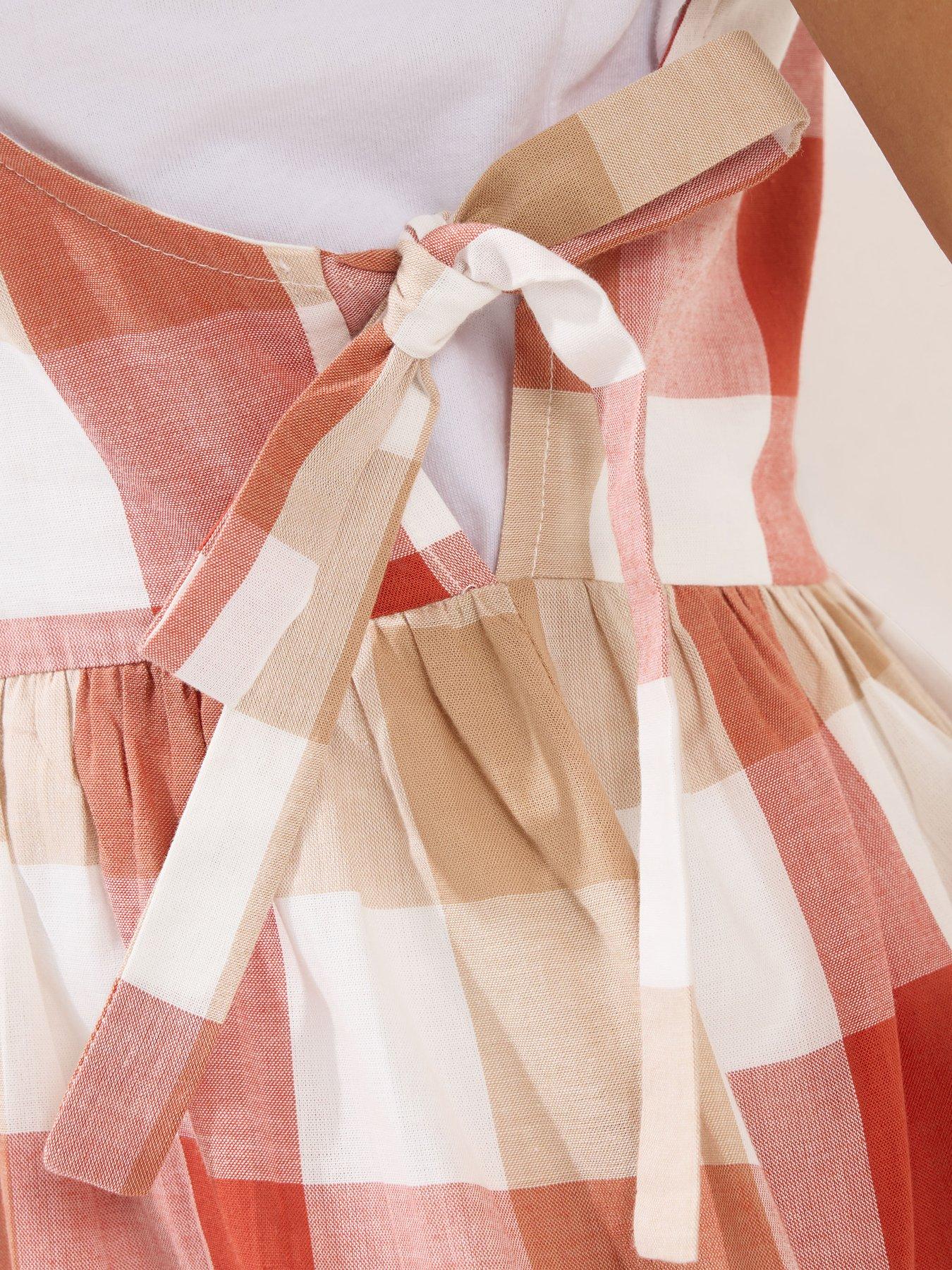 Image 4 of 6 of PixieGirl Petite Check Side Tie Midi Dress - Pink