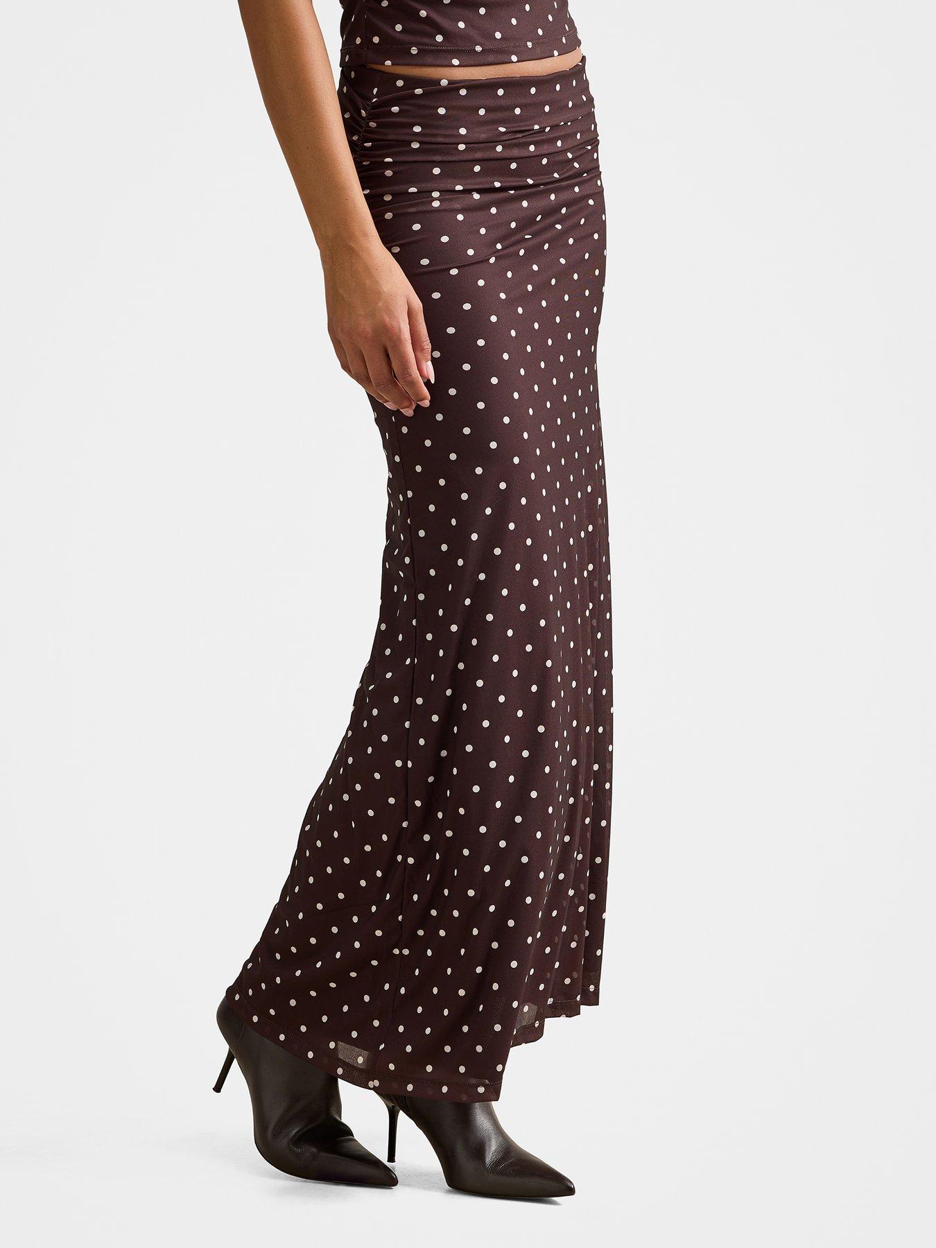 Image 1 of 5 of Forever New Mimi Flute Maxi Skirt - Brown