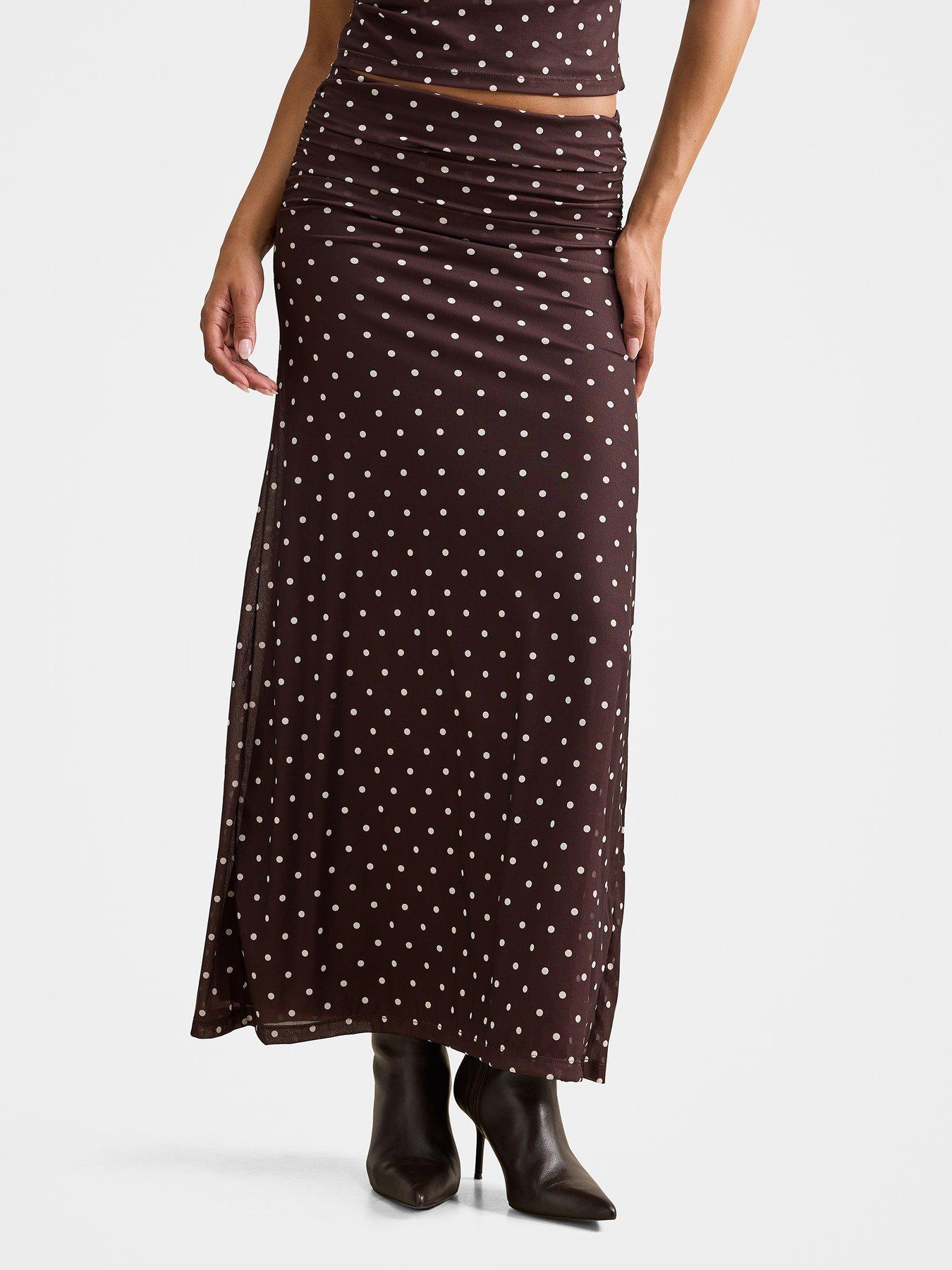 Image 3 of 5 of Forever New Mimi Flute Maxi Skirt - Brown