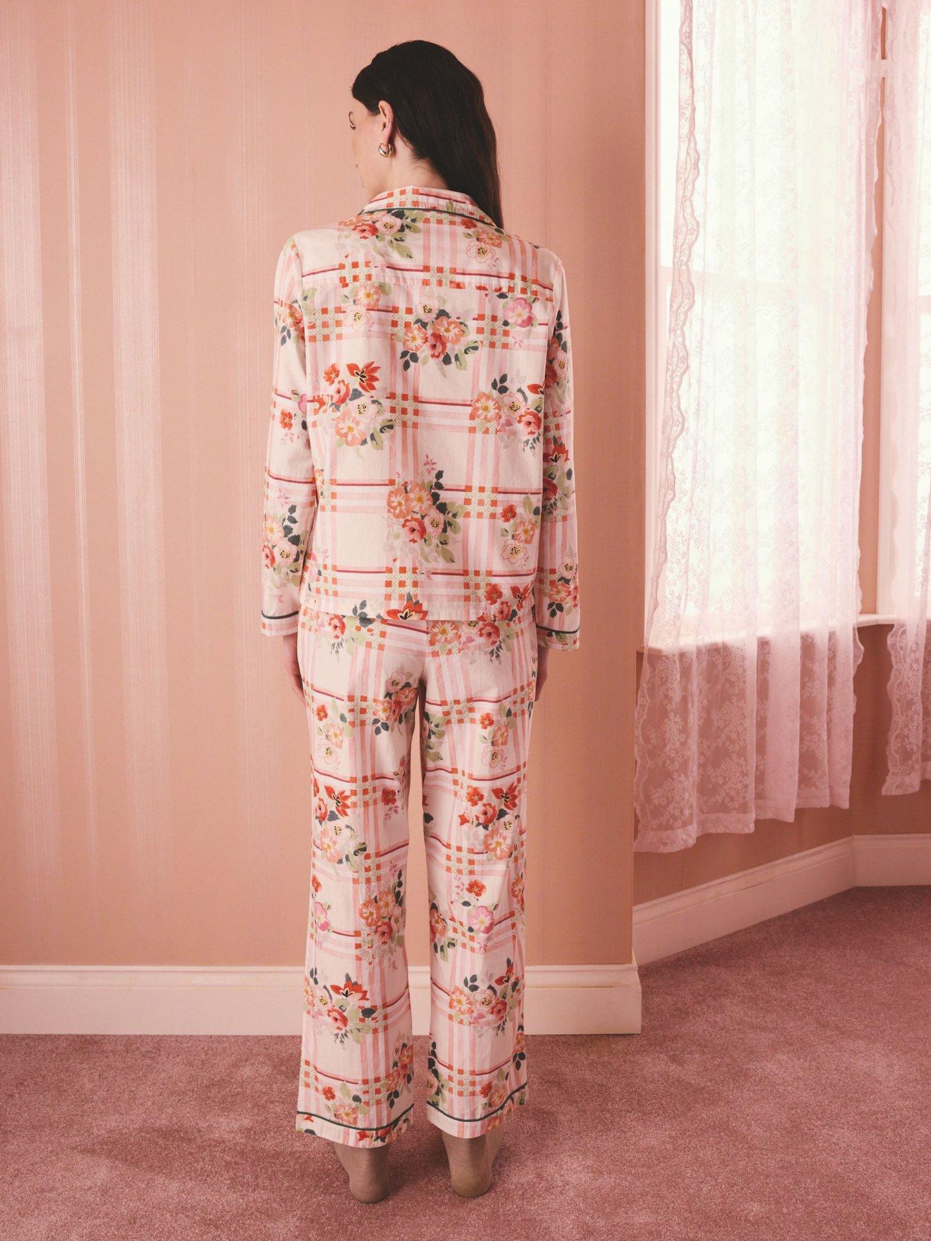 cath-kidston-button-through-pyjama-set-archive-floral-check-print-pinkstillFront