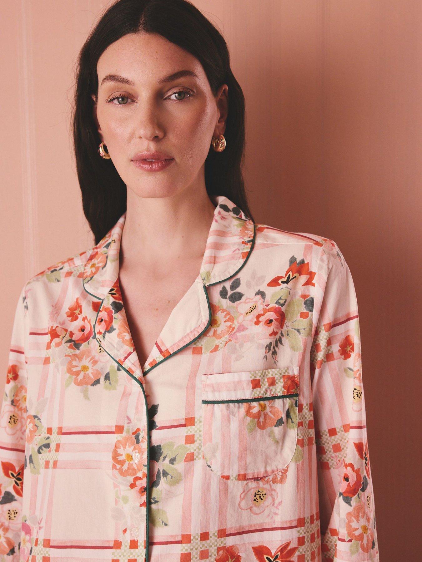 cath-kidston-button-through-pyjama-set-archive-floral-check-print-pinkback