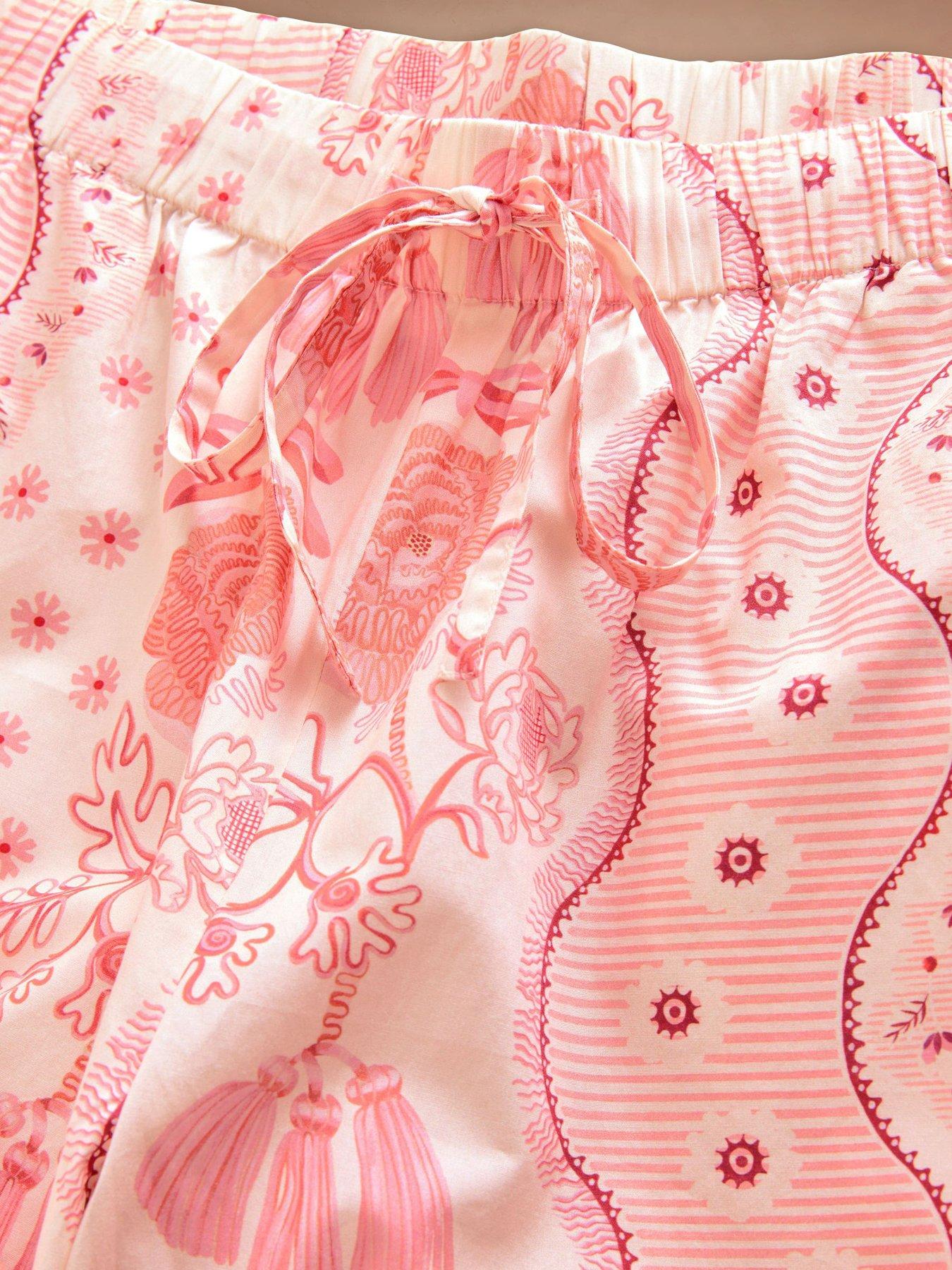 Image 6 of 7 of Cath Kidston Button Through Pyjama Set Spitalfields Silk Print - Pink
