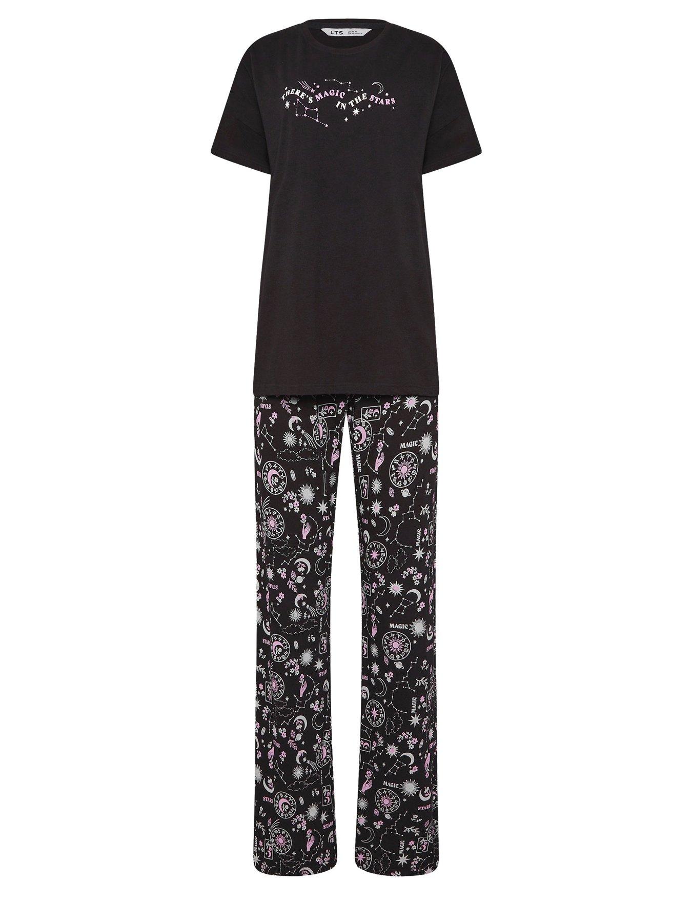 Image 5 of 5 of Long Tall Sally Summer Celestial Short Sleeve Wide Leg Pyjama Set - Black