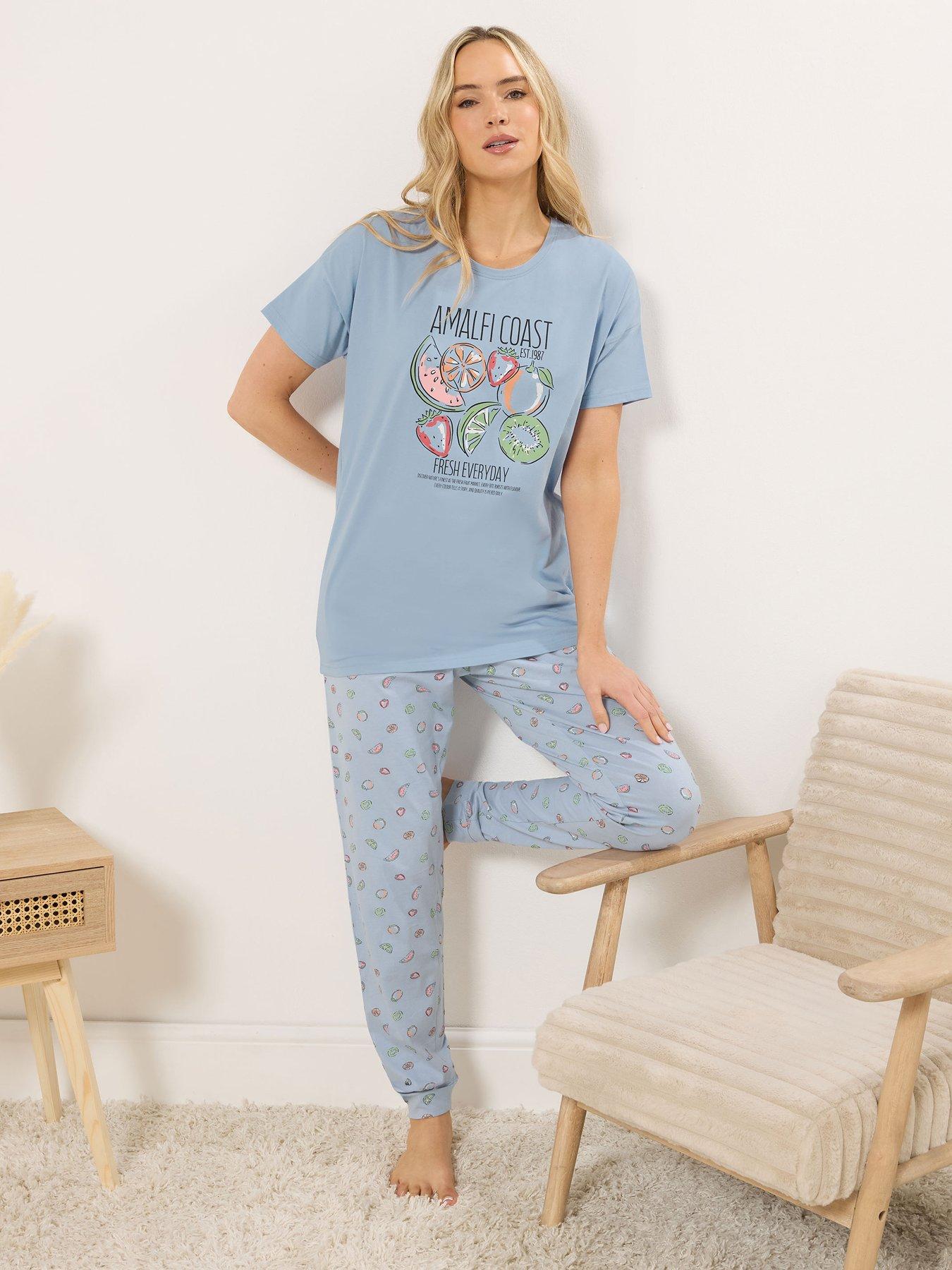 long-tall-sally-summer-fruits-short-sleeve-cuffed-leg-pyjama-set-blueback