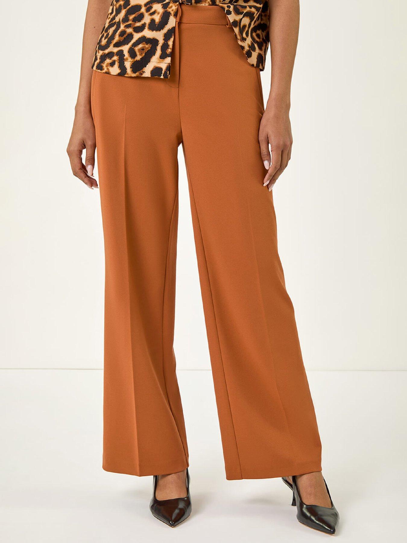 Image 1 of 5 of Roman Wide Leg Stretch Trousers - Rust