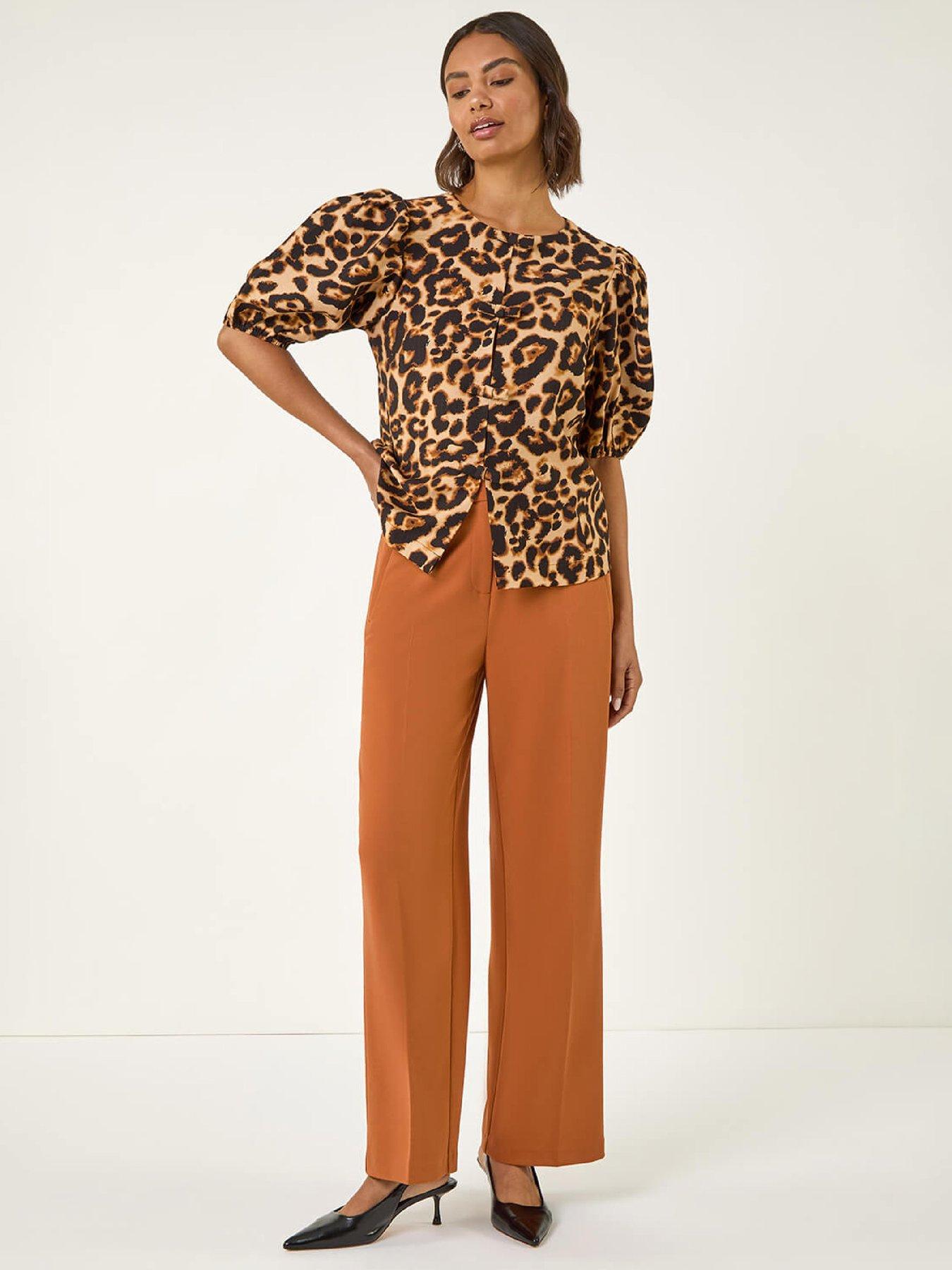 Image 3 of 5 of Roman Wide Leg Stretch Trousers - Rust