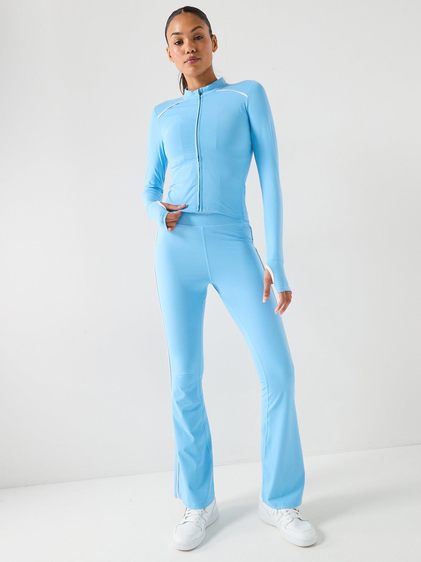 Image 3 of 5 of Peach Fit Womens Flared Hem Leggings - Blue