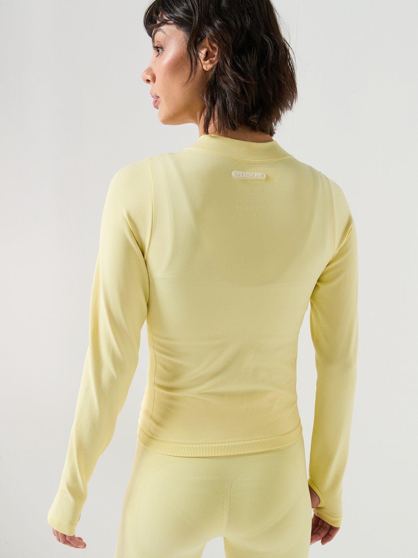 peach-fit-womens-zip-through-top-yellowstillFront