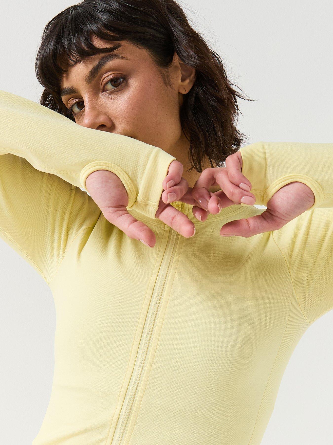 peach-fit-womens-zip-through-top-yellowoutfit
