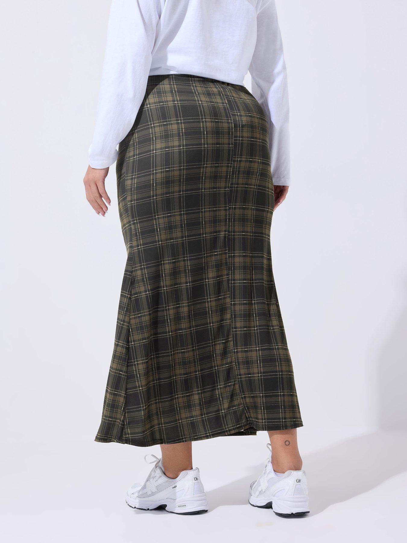 yours-curve-check-midi-skirtstillFront