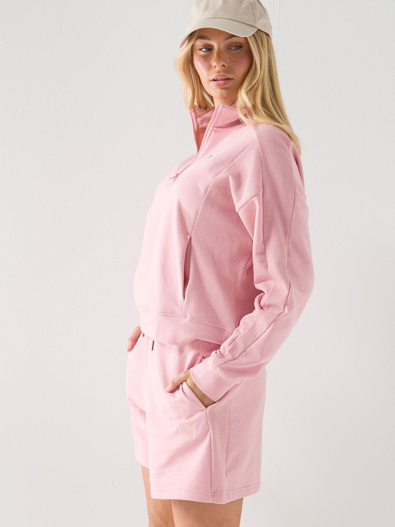 Image 4 of 5 of Puma Womens Class Relaxed Half-Zip Crew - Pink
