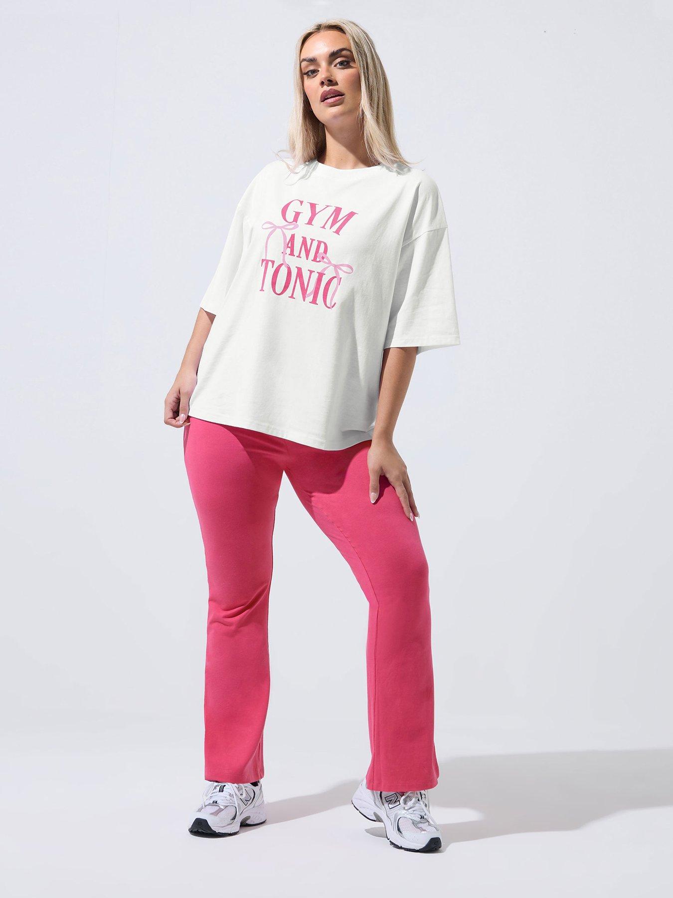 Image 3 of 5 of Yours Curve 'gym &amp; Tonic' T-shirt - White