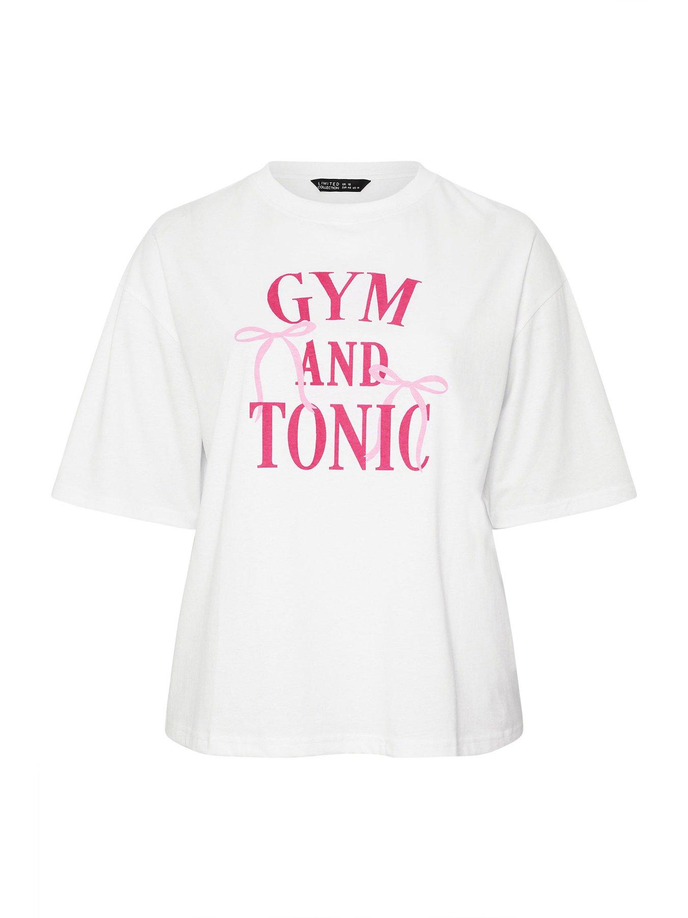 Image 5 of 5 of Yours Curve 'gym &amp; Tonic' T-shirt - White