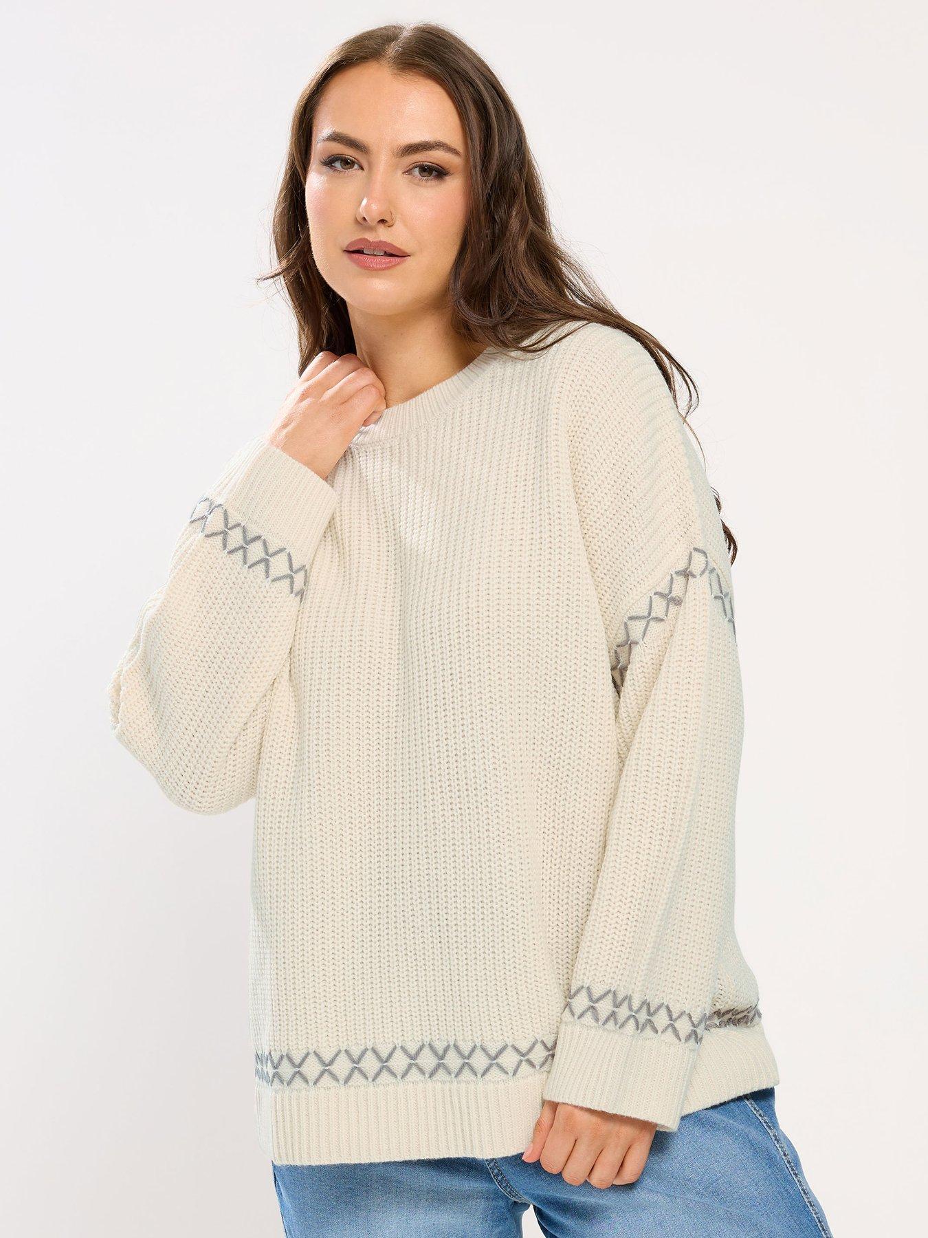 yours-curve-blanket-stitch-jumper-cream