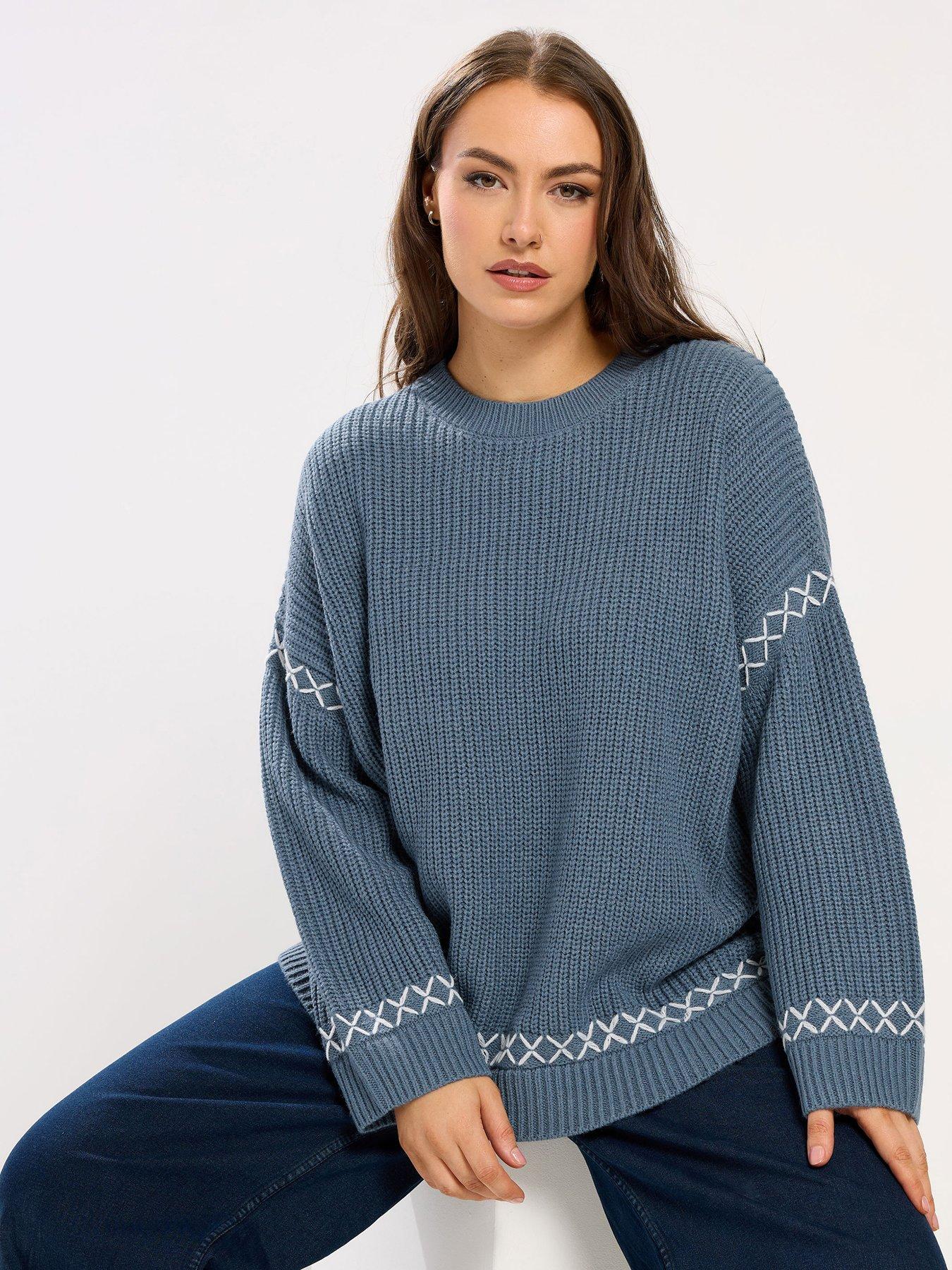 yours-curve-blanket-stitch-jumper-blue