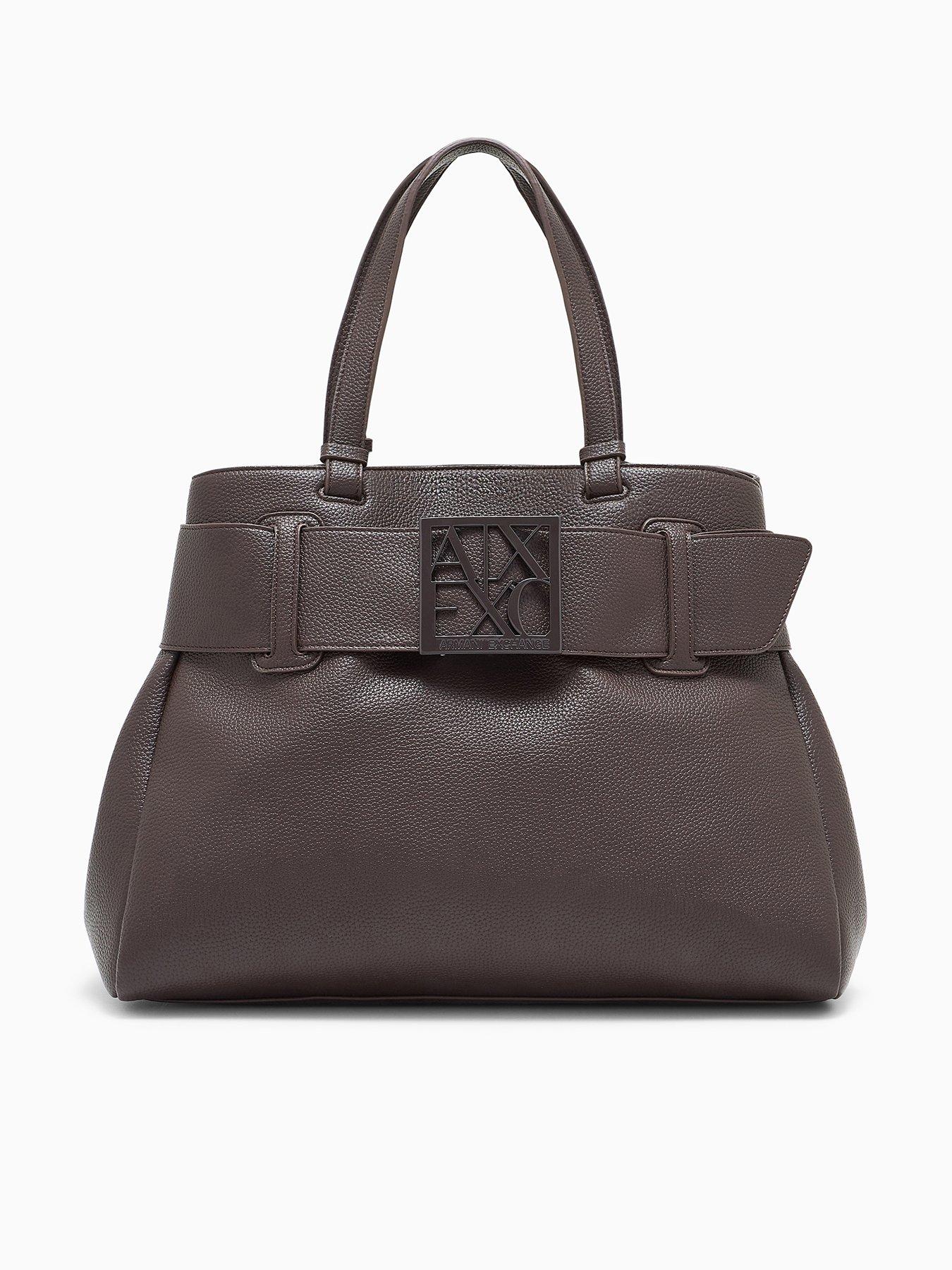 armani-exchange-susy-soft-shopping-m-bag-brownfront