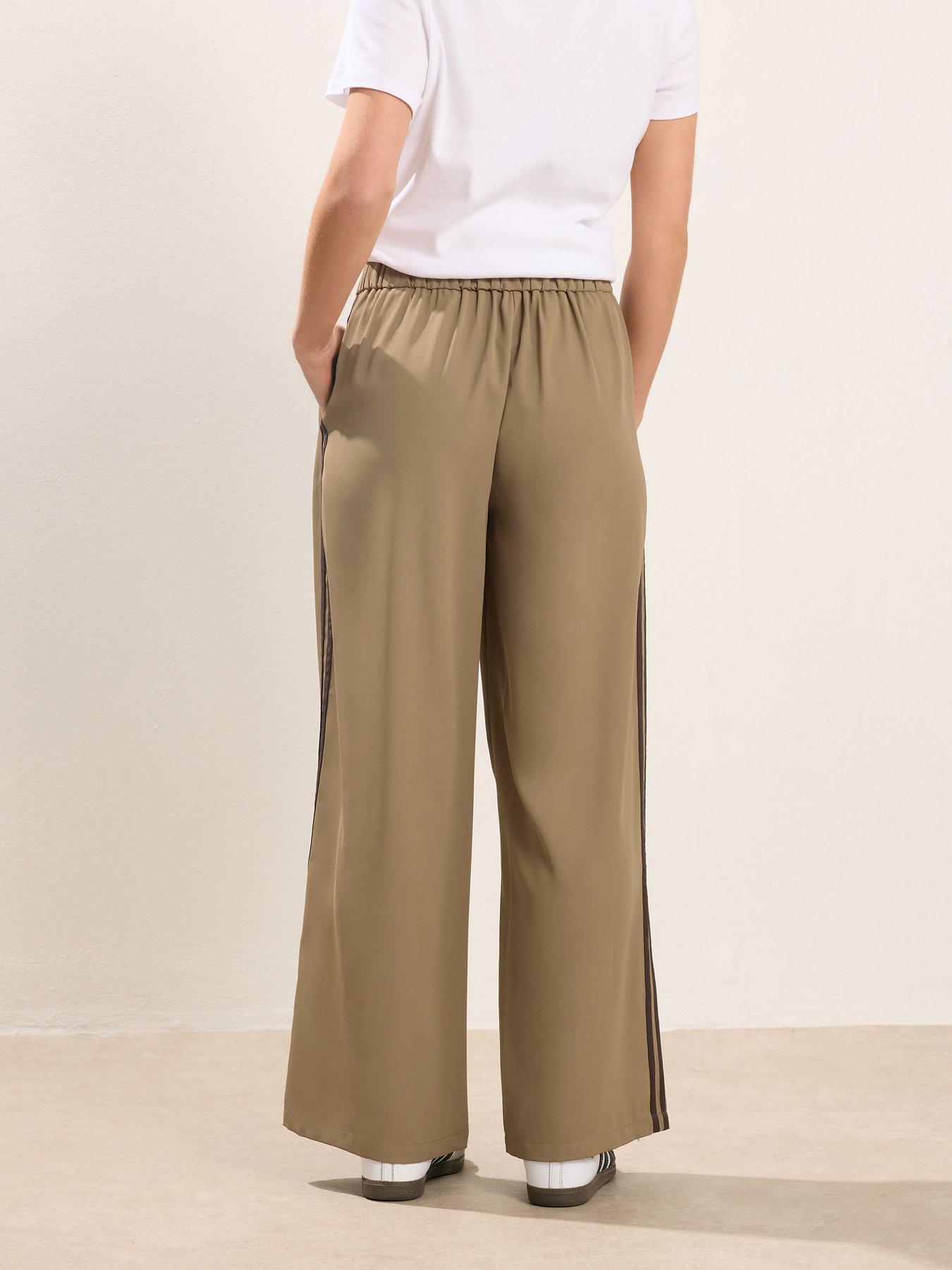 Image 2 of 5 of PixieGirl Petite Side Stripe Wide Leg Trousers - Brown