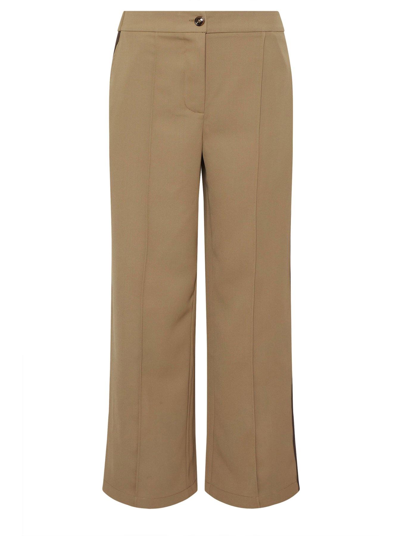 Image 5 of 5 of PixieGirl Petite Side Stripe Wide Leg Trousers - Brown