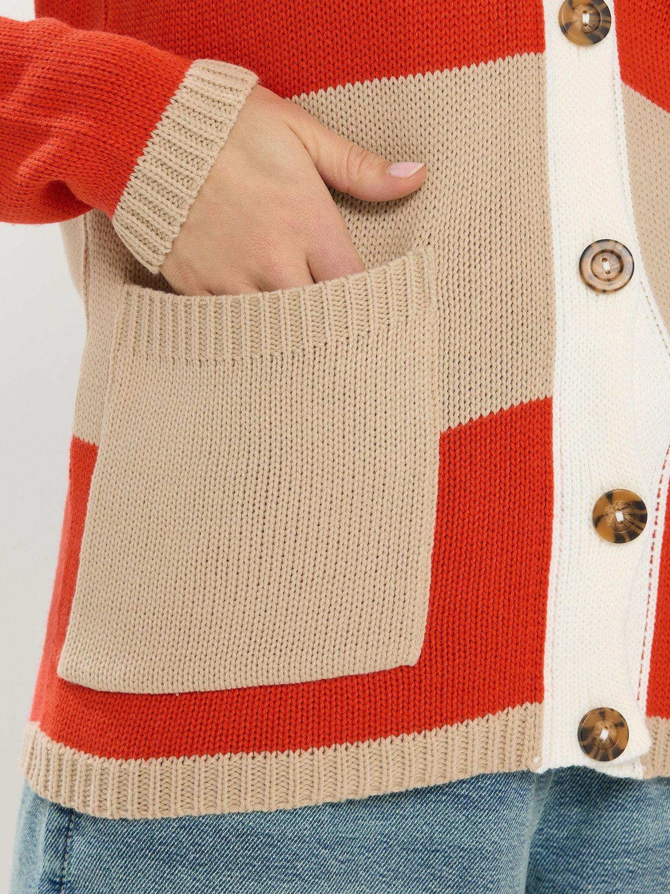 Image 4 of 4 of Long Tall Sally Stripe Button Cardigan - Cream