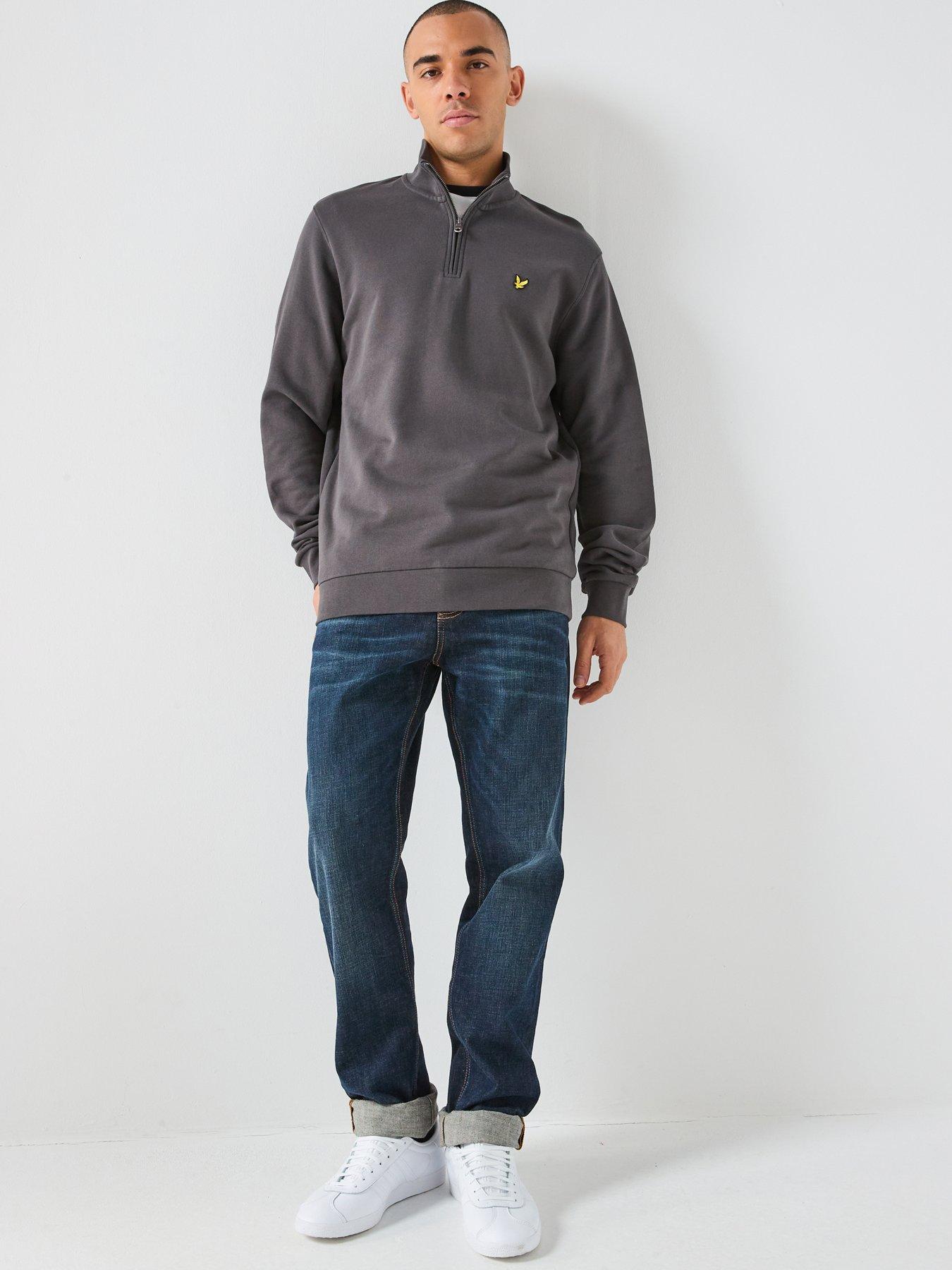 Image 3 of 5 of Lyle & Scott Lyle &amp; Scott Loopback 1/4 Zip Sweatshirt -grey