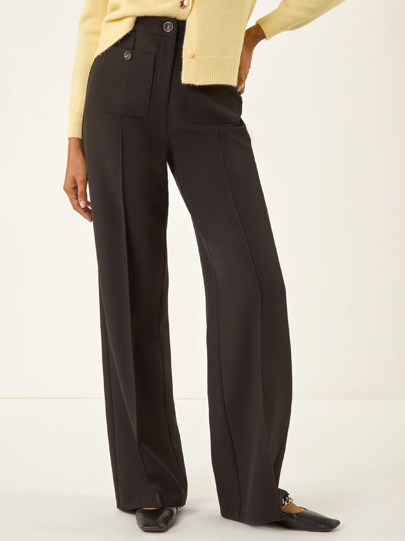 Roman Pocket Button Smart Trousers - Black