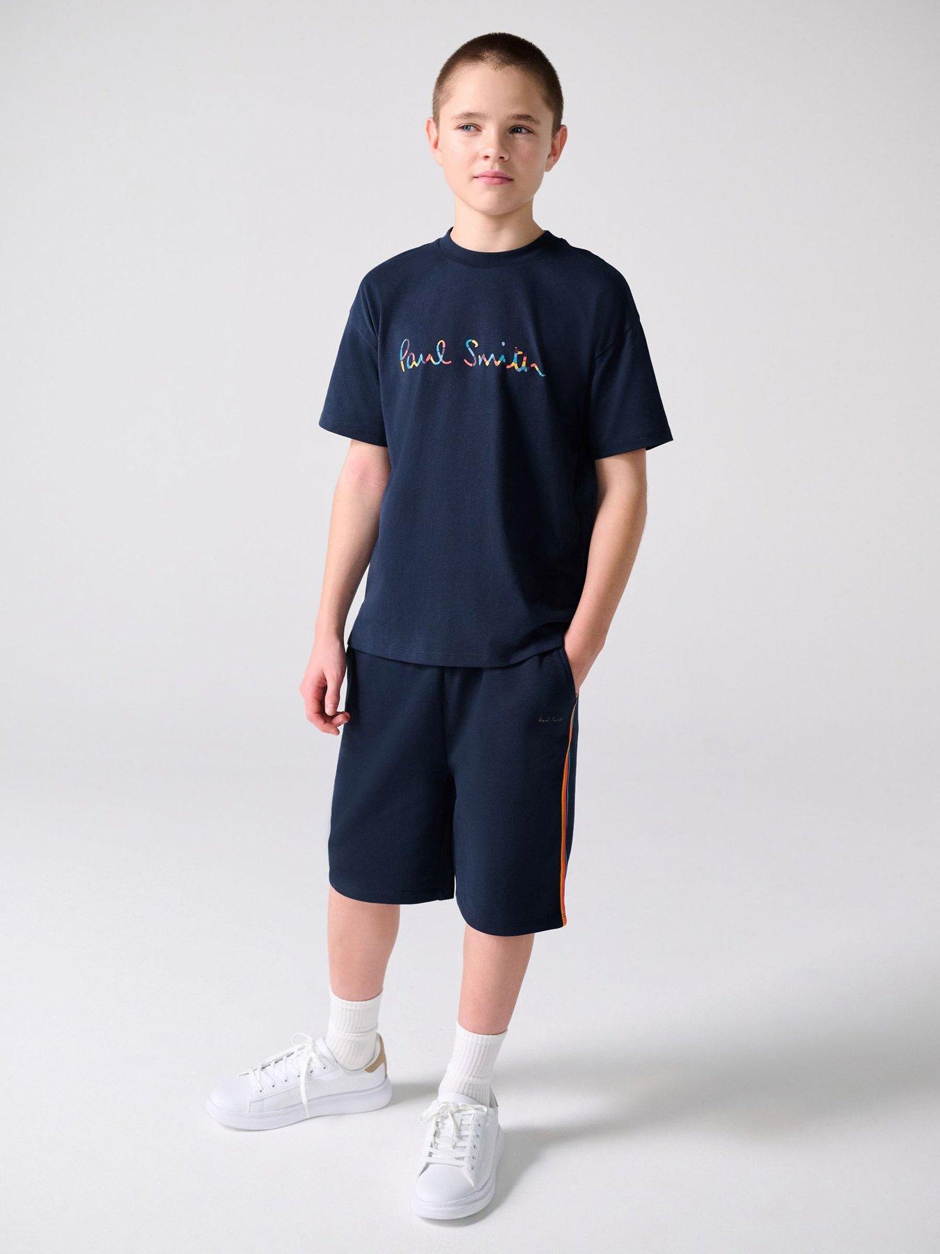 Image 1 of 7 of Paul Smith Junior Older Boys Logo T-Shirt Shorts Set - Navy