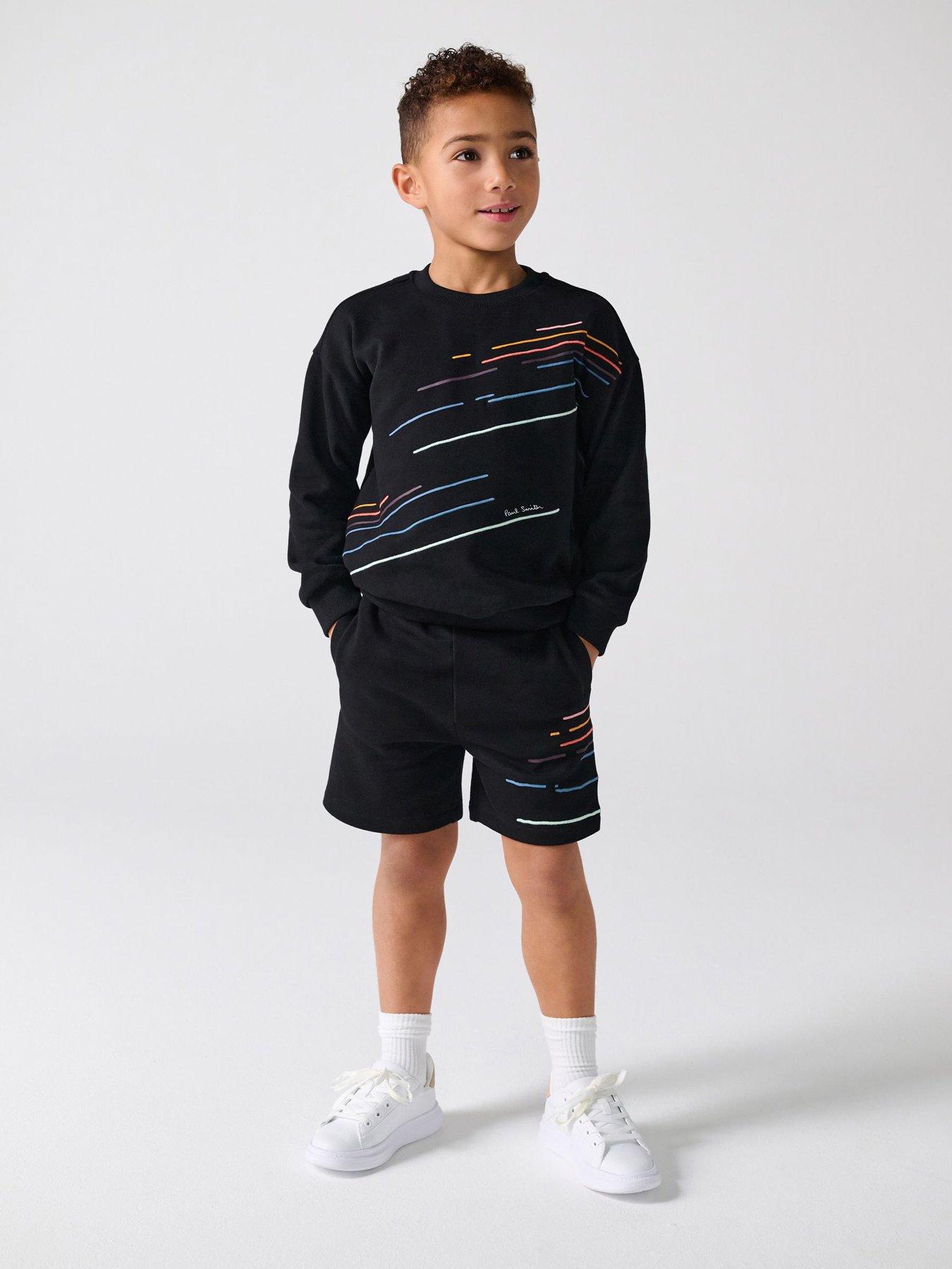Paul Smith Junior Younger Boys Logo Stripe Sweat Set - Black