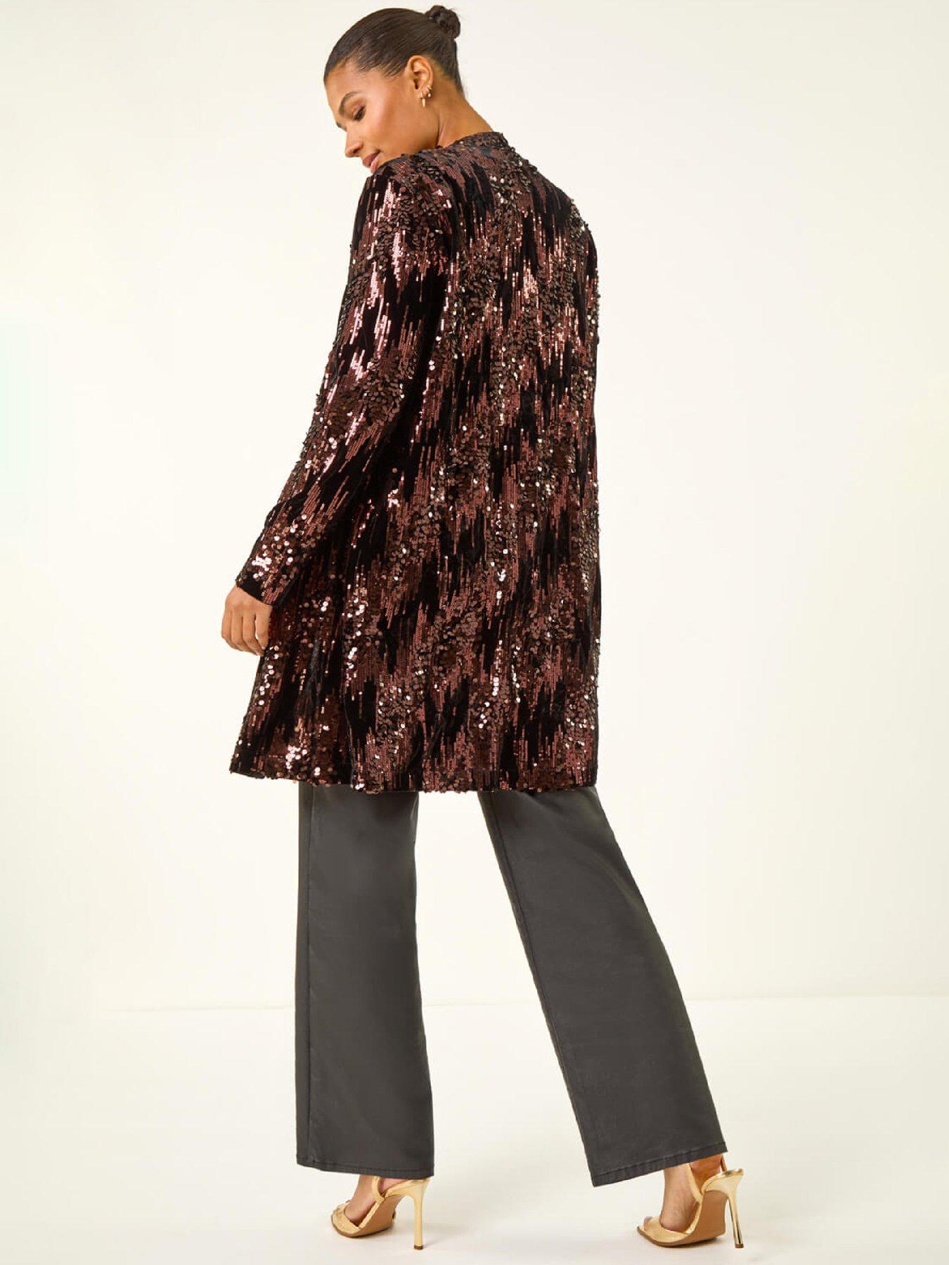 roman-sequin-velvet-longline-jacket-chocolatestillFront