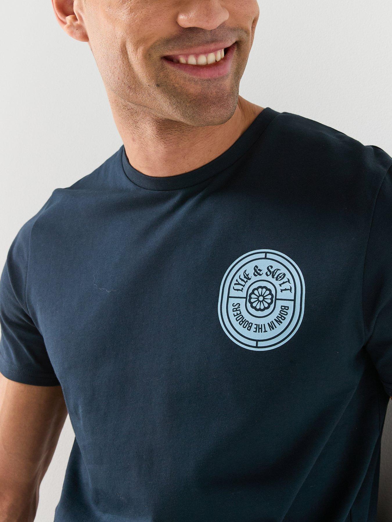 Image 4 of 6 of Lyle & Scott Borders Label Graphic T-Shirt - Navy