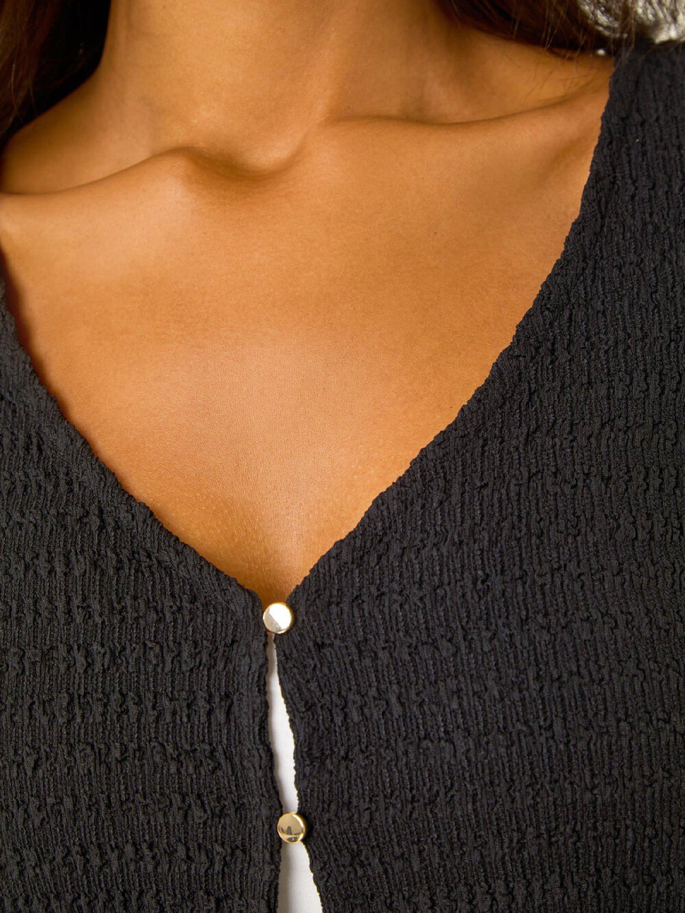 roman-textured-v-neck-blouse-blackoutfit