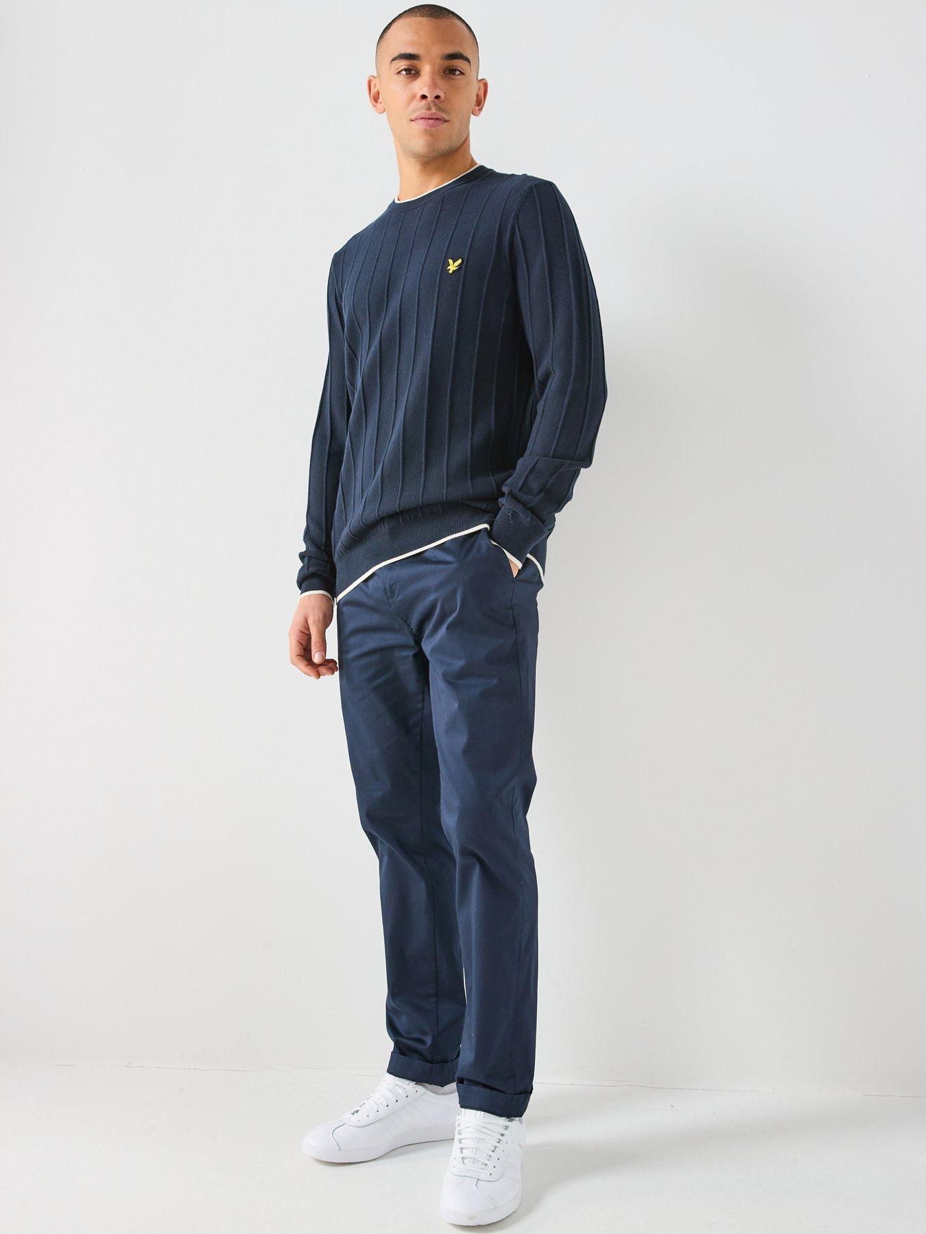 lyle-scott-lyle-amp-scott-tipped-pique-knitted-crew-neck-jumper--navyback