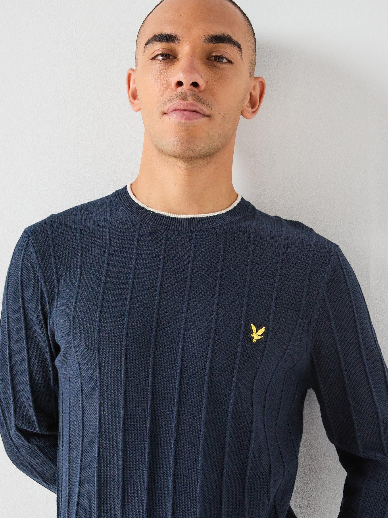 lyle-scott-lyle-amp-scott-tipped-pique-knitted-crew-neck-jumper--navyoutfit