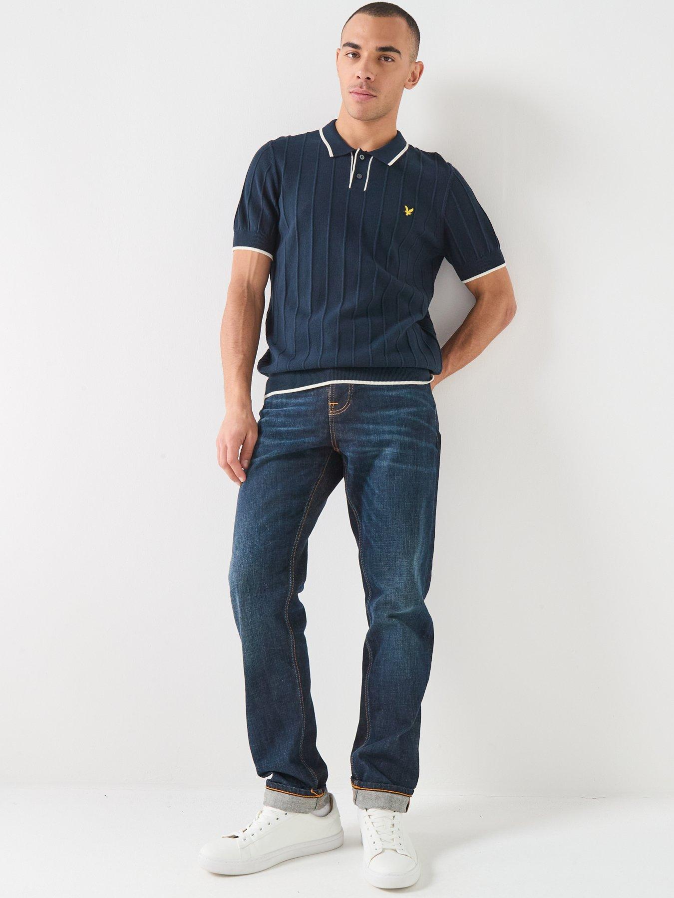 lyle-scott-lyle-amp-scott-tipped-pique-knitted-polo-shirt--navyback