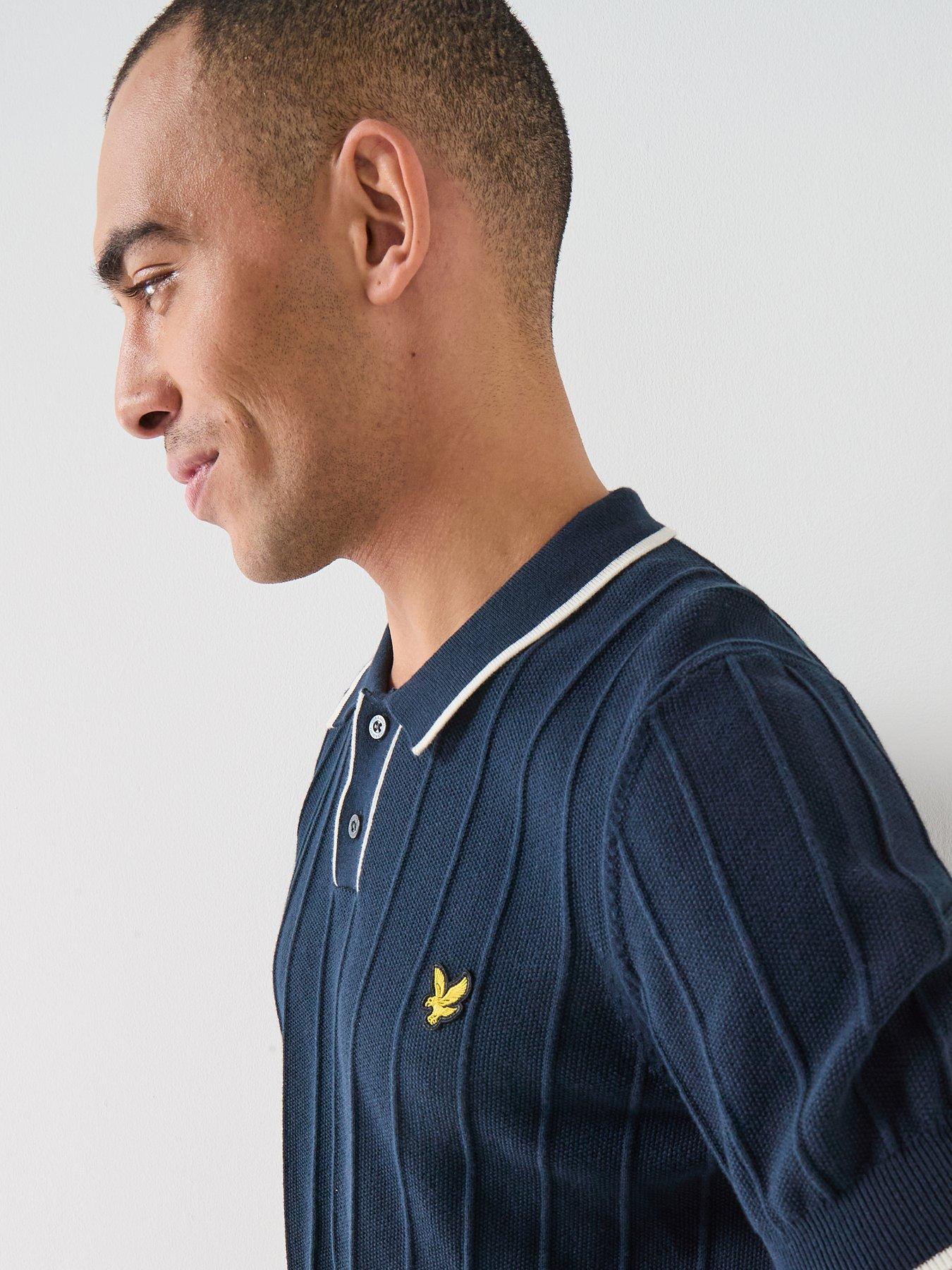lyle-scott-lyle-amp-scott-tipped-pique-knitted-polo-shirt--navyoutfit