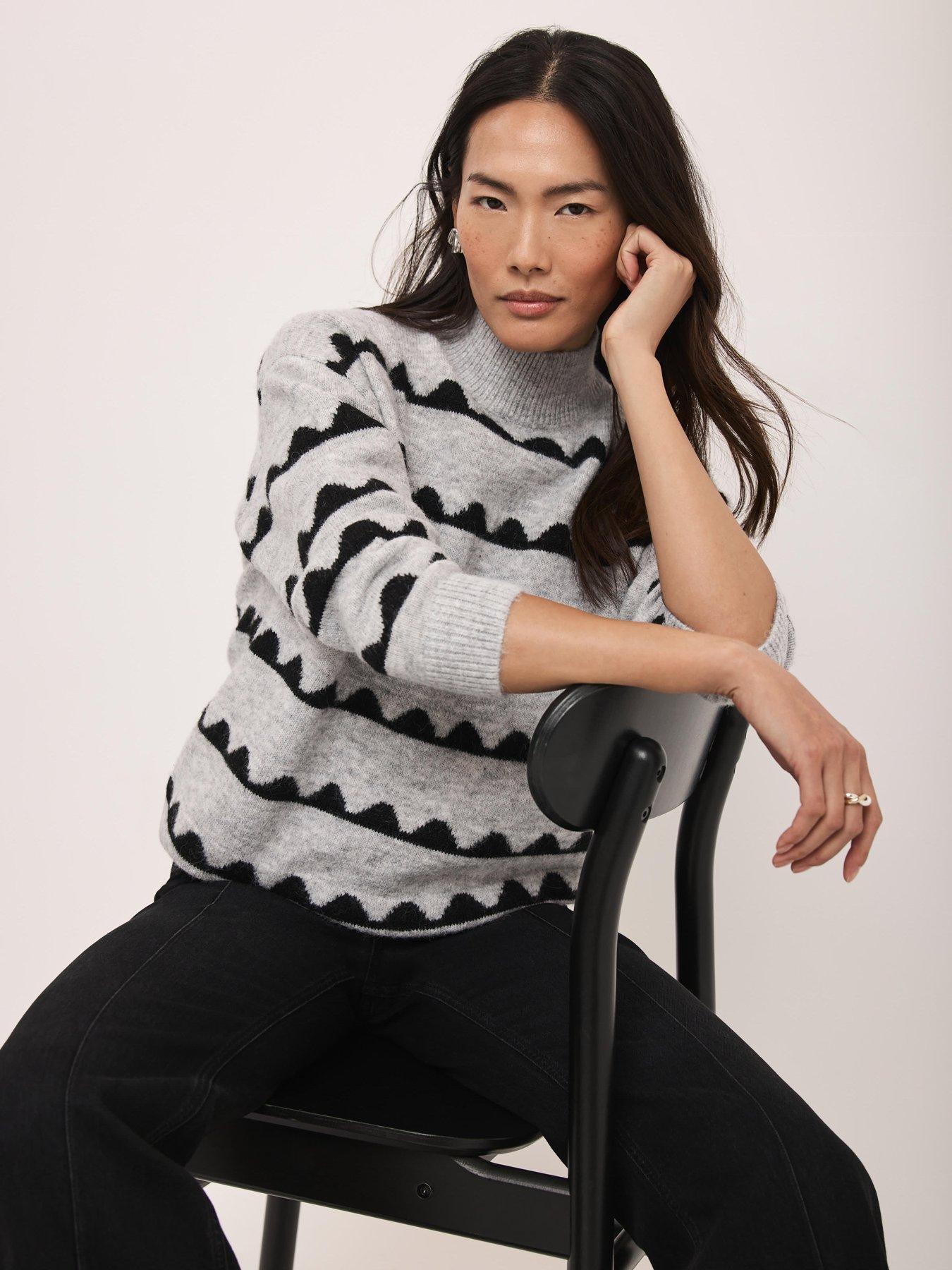 mint-velvet-scallop-stripe-jumper-greyfront