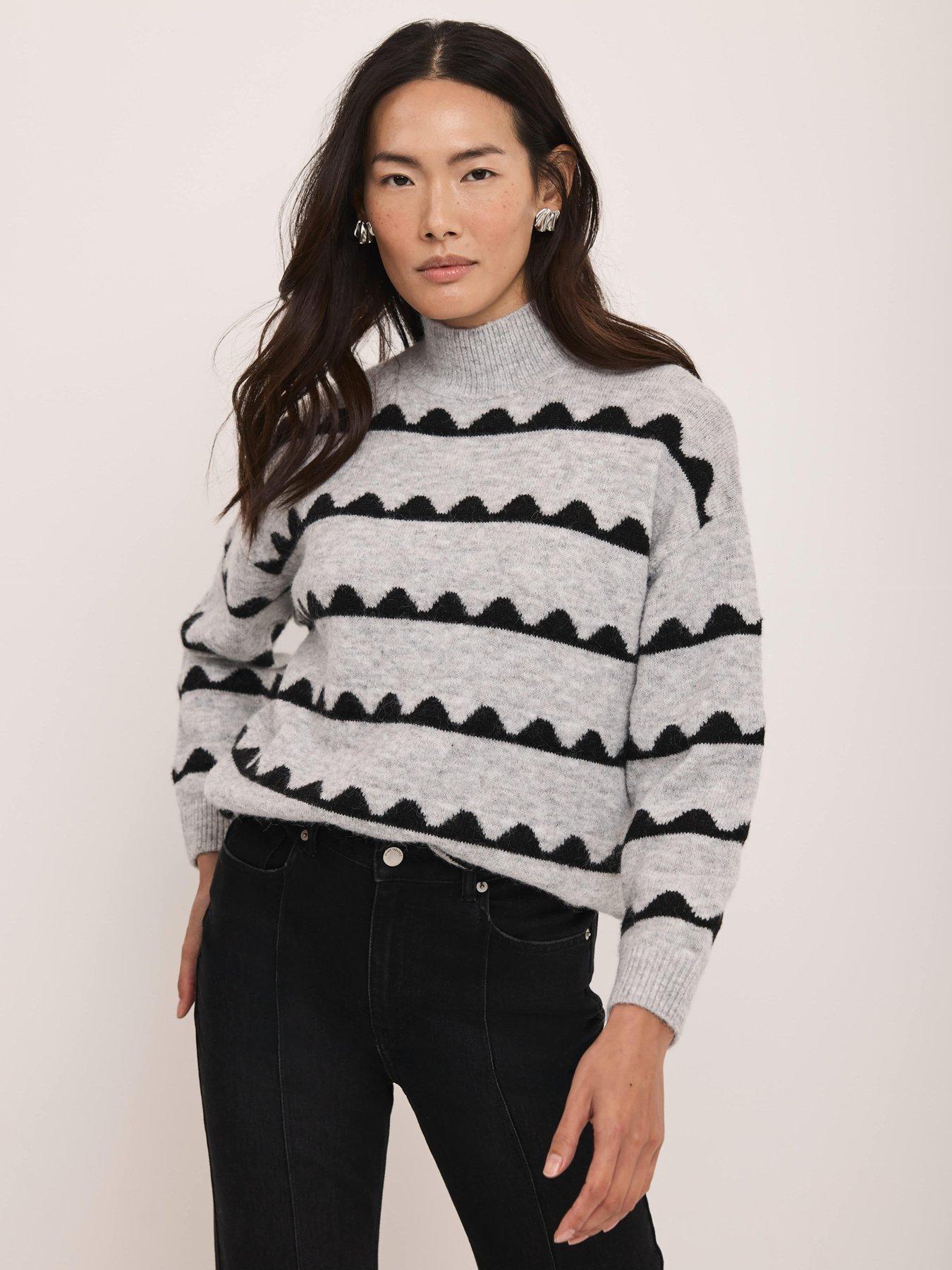 mint-velvet-scallop-stripe-jumper-greystillFront