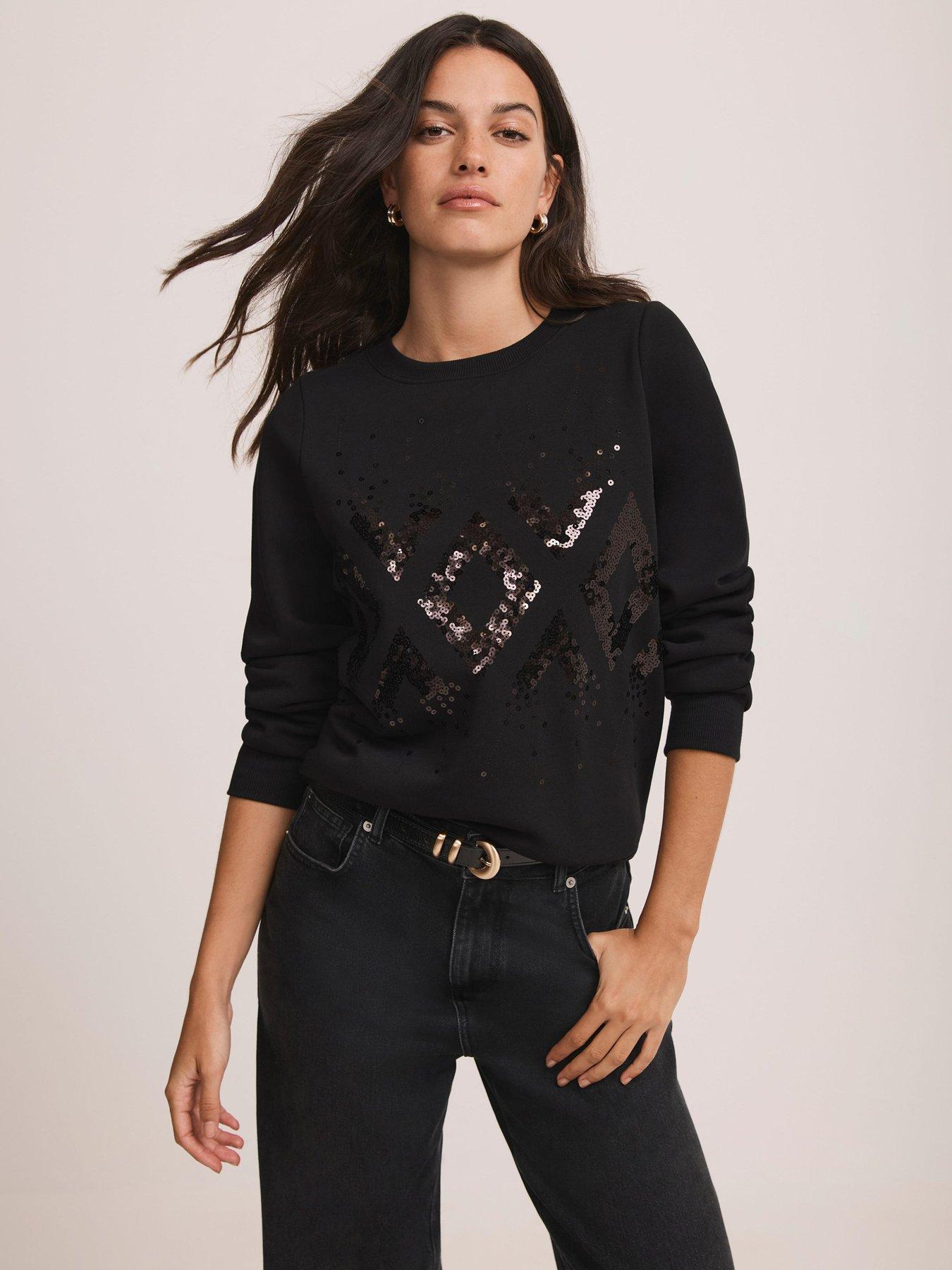 Mint Velvet Sequin Sweater - Black