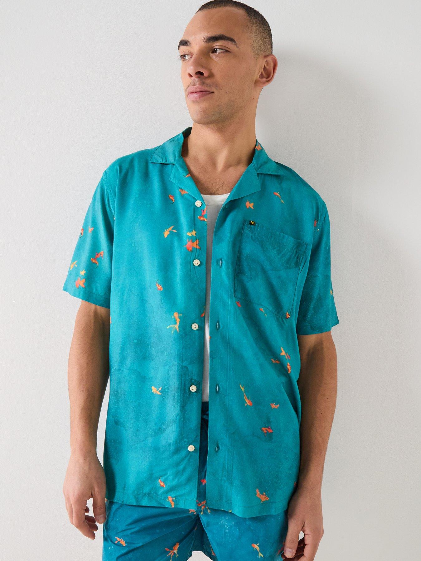 Lyle & Scott Goldfish Resort Shirt - Teal - Blue