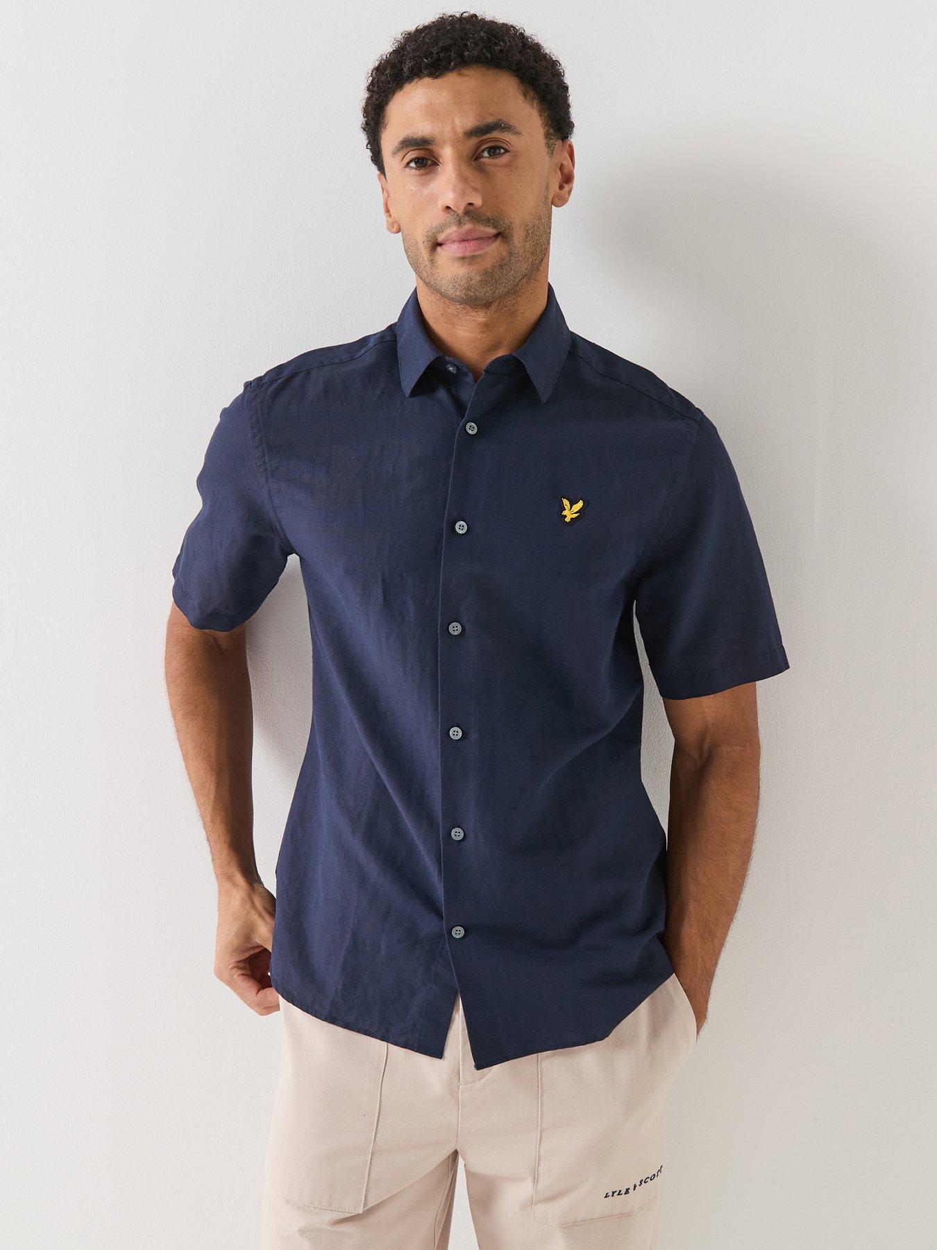 lyle-scott-short-sleeve-linen-blend-shirt-navyoutfit