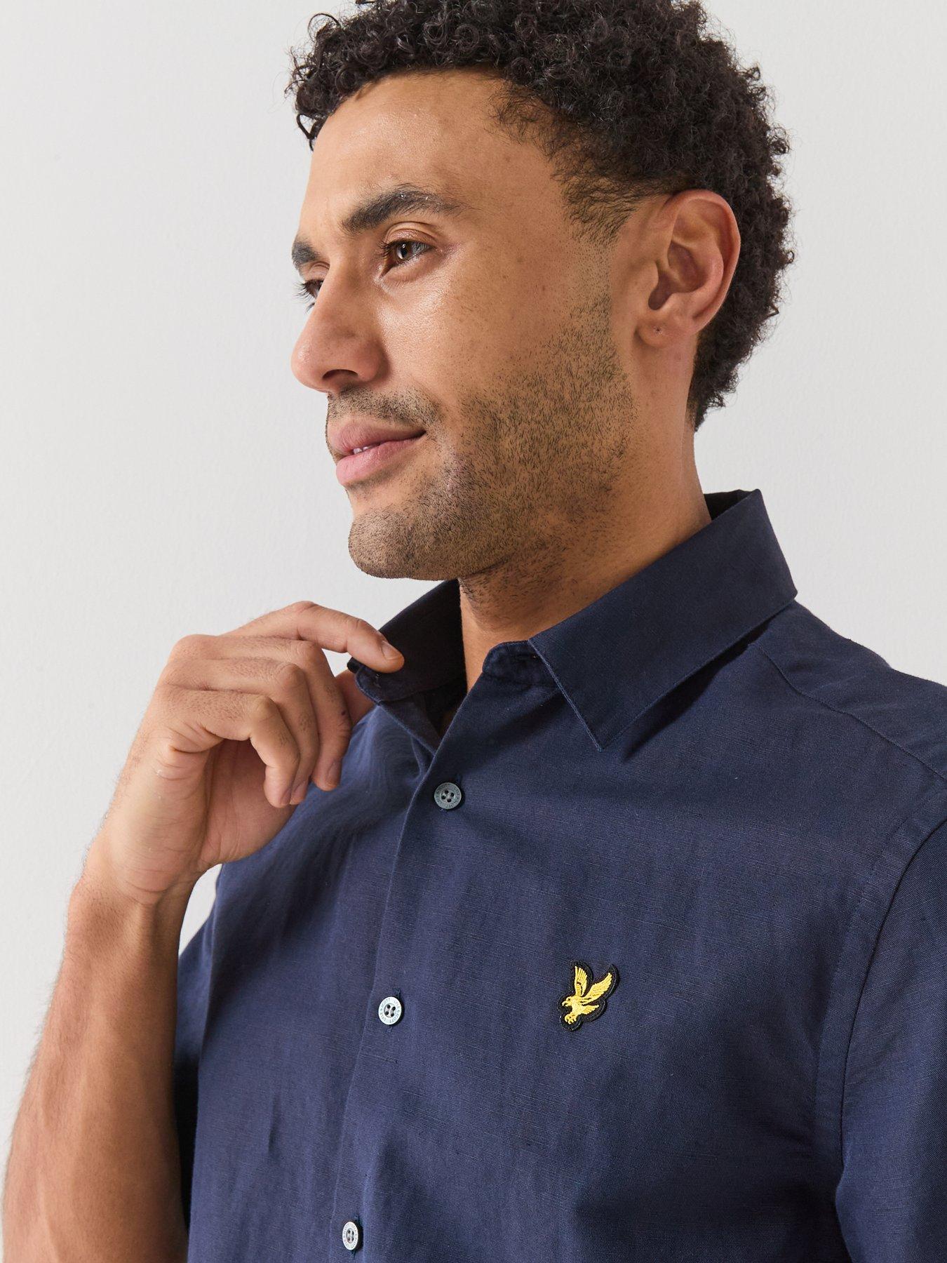 lyle-scott-short-sleeve-linen-blend-shirt-navydetail