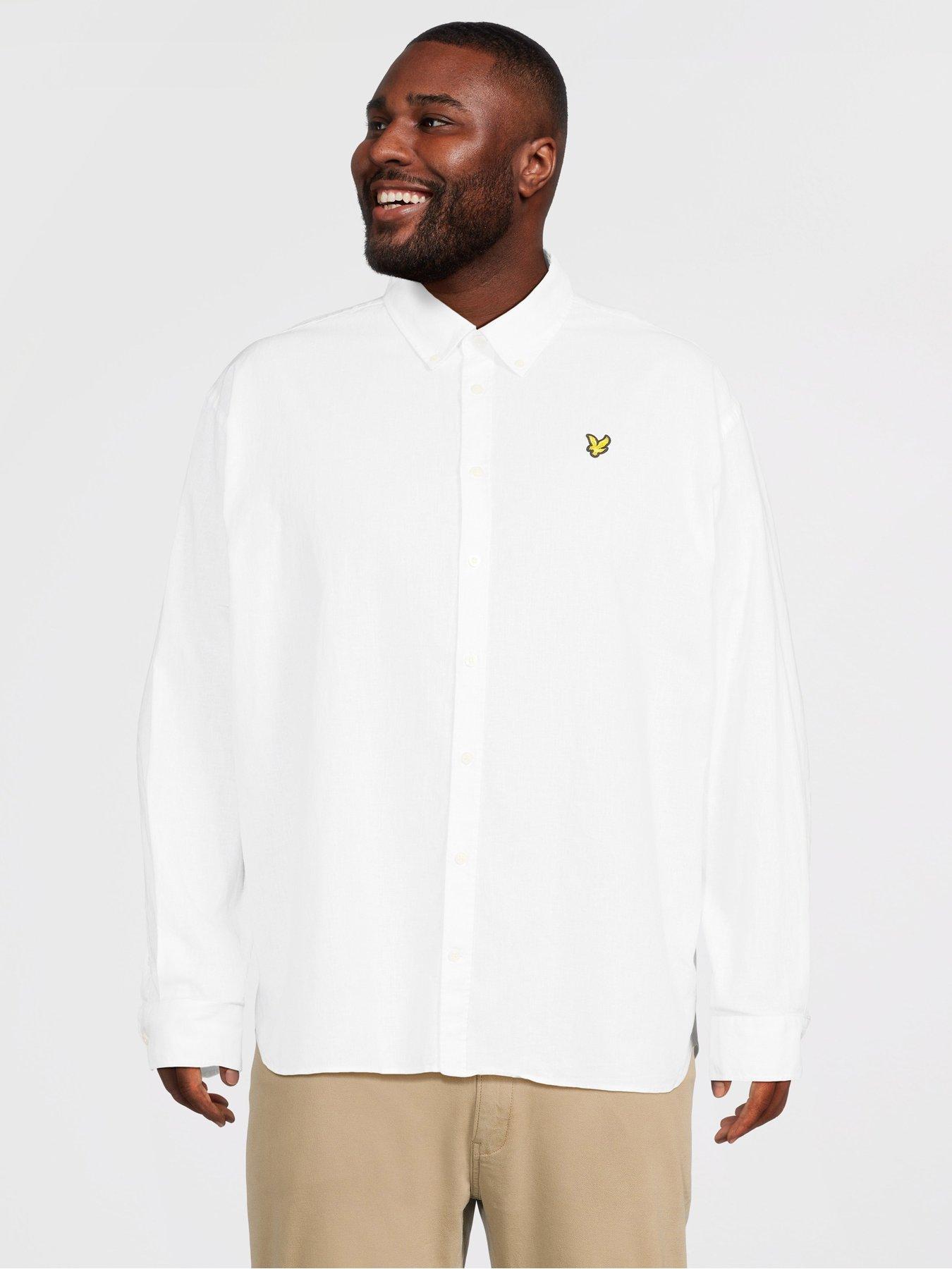 Lyle & Scott Big Tall Linen Blend Oxford Shirt - White